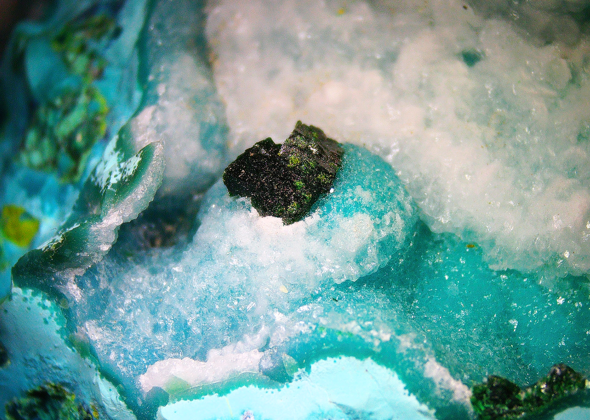 Chrysocolla with Malachite and Quartz - Koakoveld, Namibia