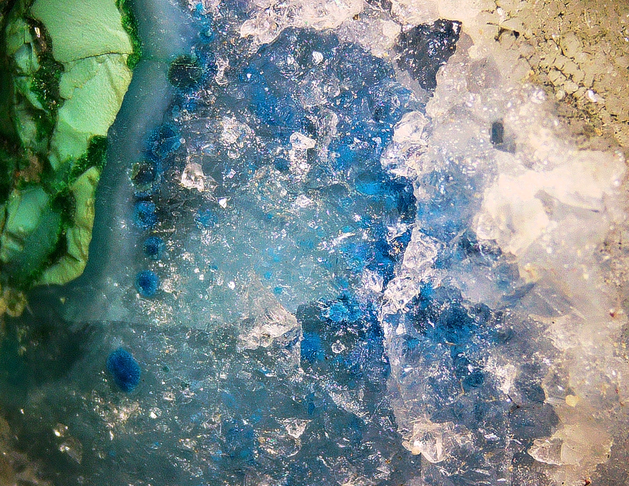 Chrysocolla with Malachite and Quartz - Kaokoveld, Namibia