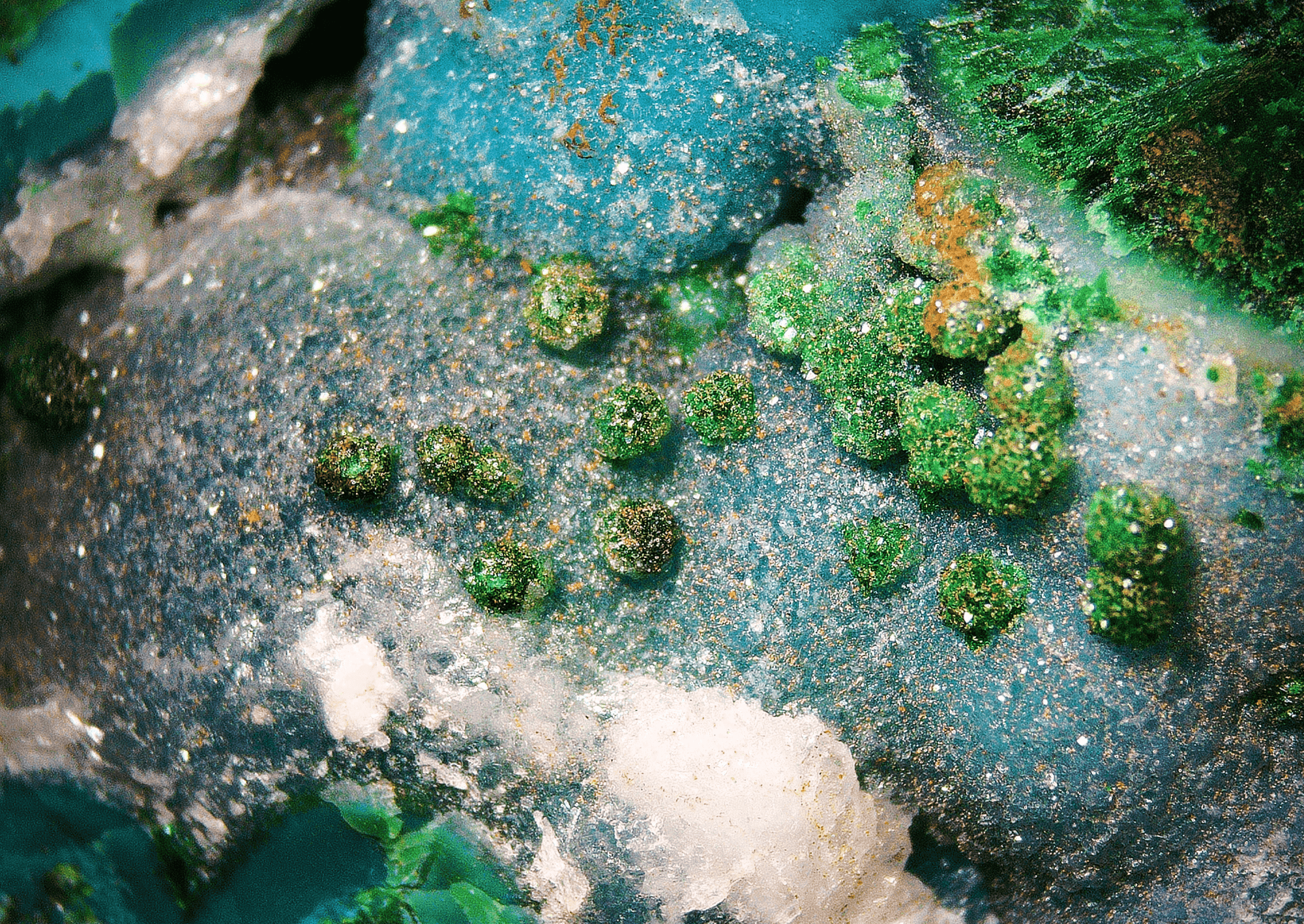 Chrysocolla with Malachite and Quartz - Kaokoveld, Namibia