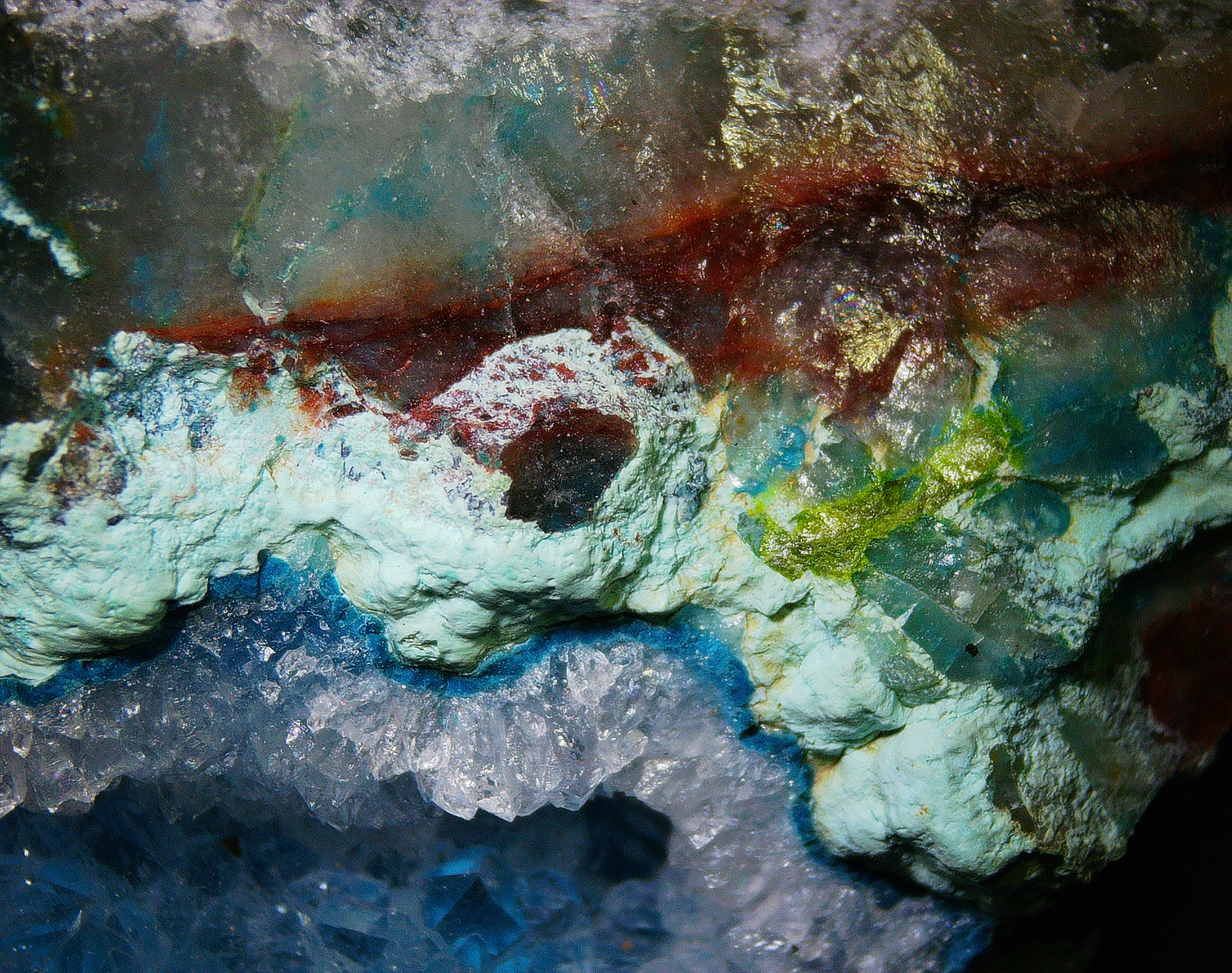 Chrysocolla with Malachite and Quartz - Kaokoveld, Namibia