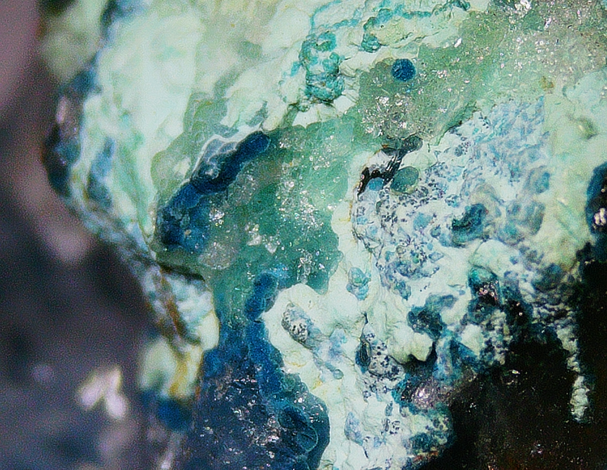 Chrysocolla with Malachite and Quartz - Kaokoveld, Namibia