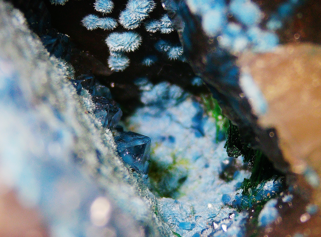 Shattuckite with Quartz - Tsumeb, Namibia