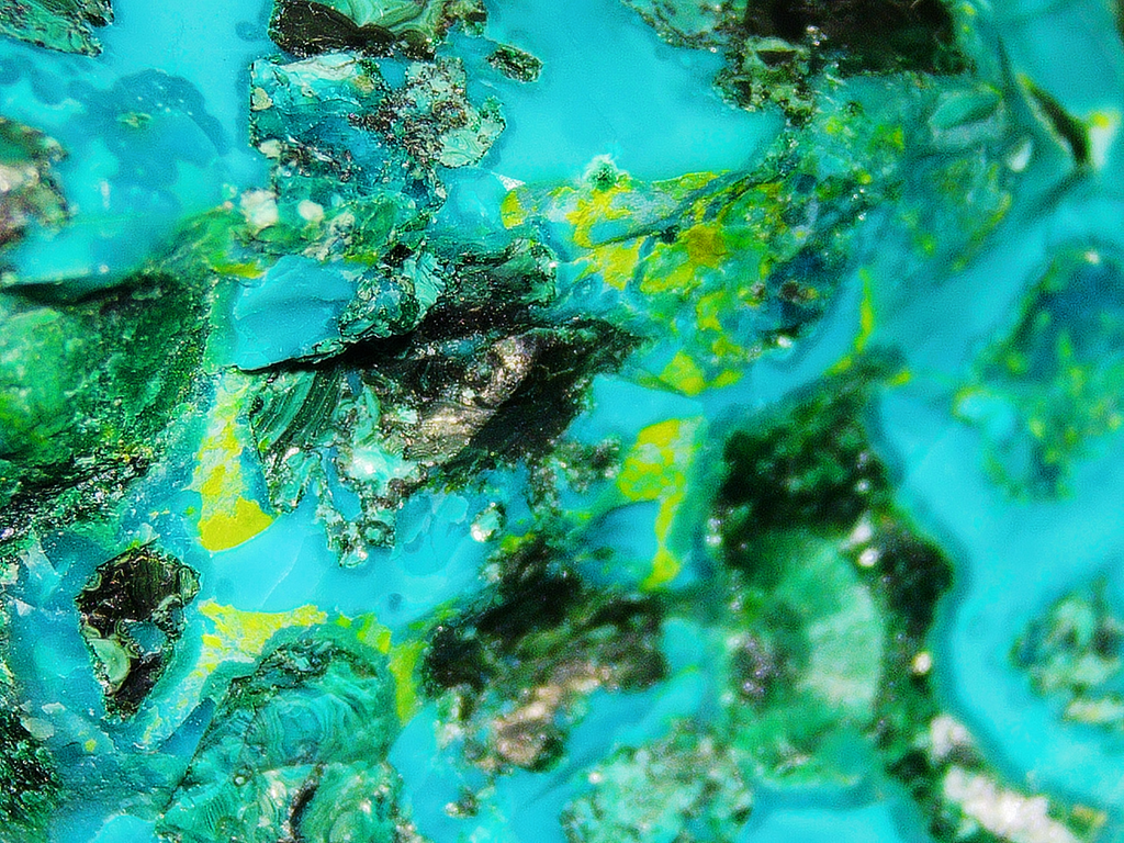 Chrysocolla with Malachite and Quartz - Kaokoveld, Namibia