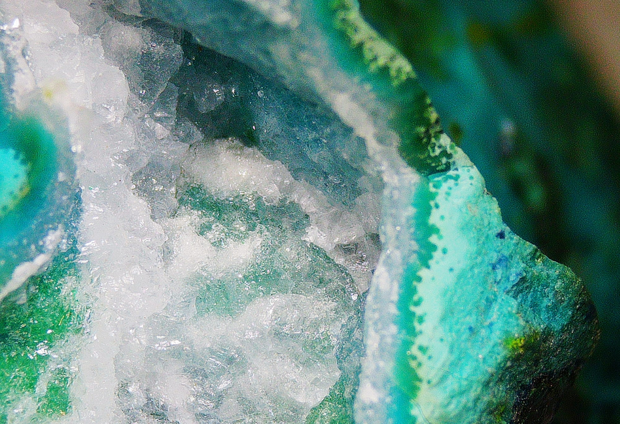 Chrysocolla with Malachite and Quartz - Kaokoveld, Namibia