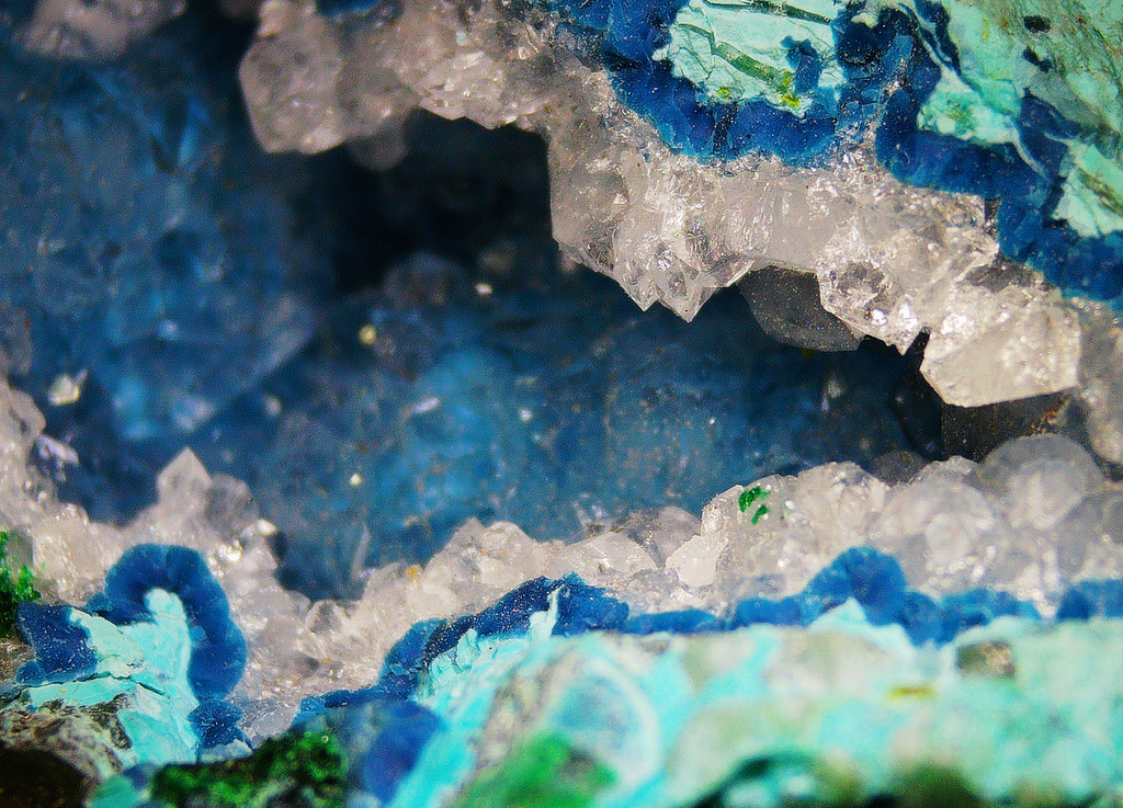 Shattuckite with Chrysocolla and Quartz - Tsumeb, Namibia
