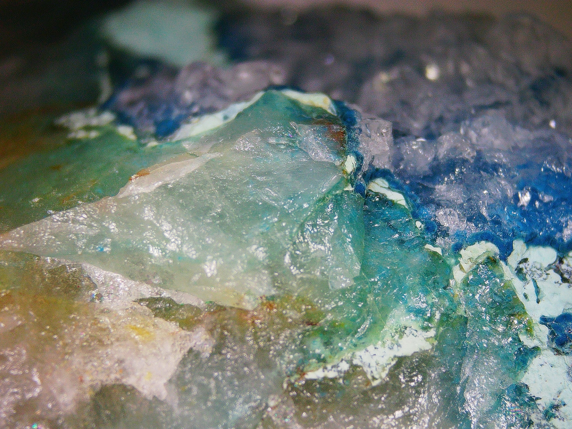 Dioptase on Quartz Matrix - Kaokoveld, Namibia