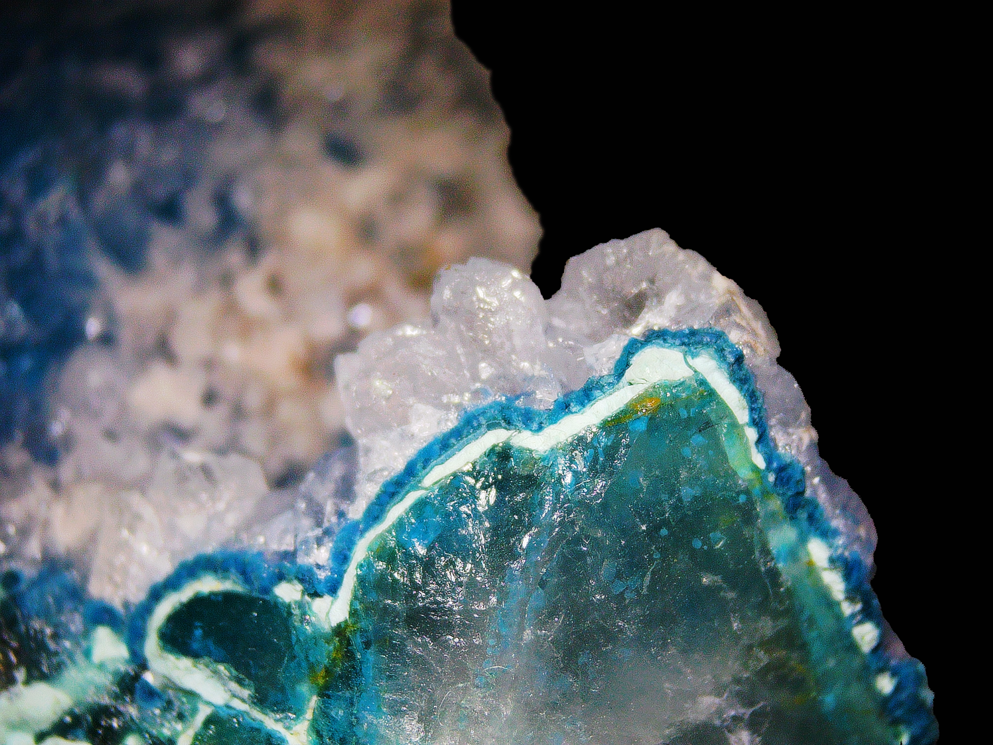 Dioptase on Quartz Matrix - Kaokoveld, Namibia