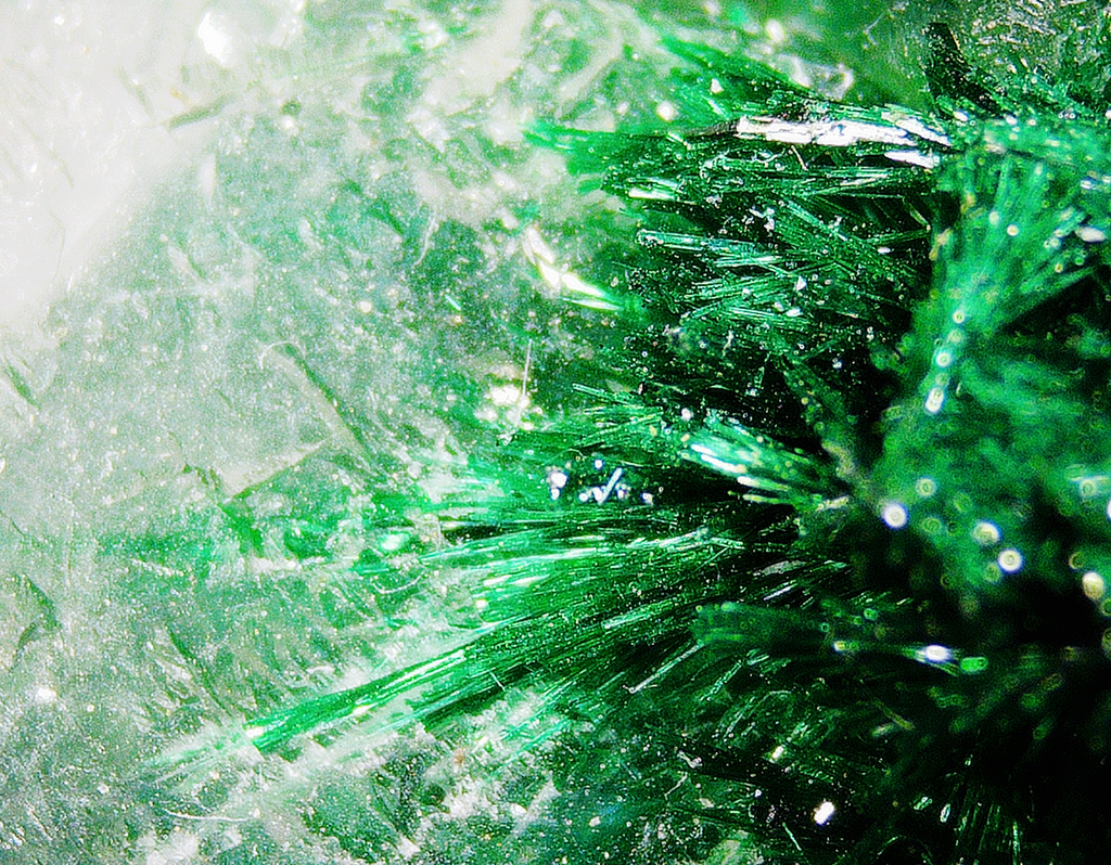 Dioptase with Malachite on Quartz Matrix - Kaokoveld, Namibia