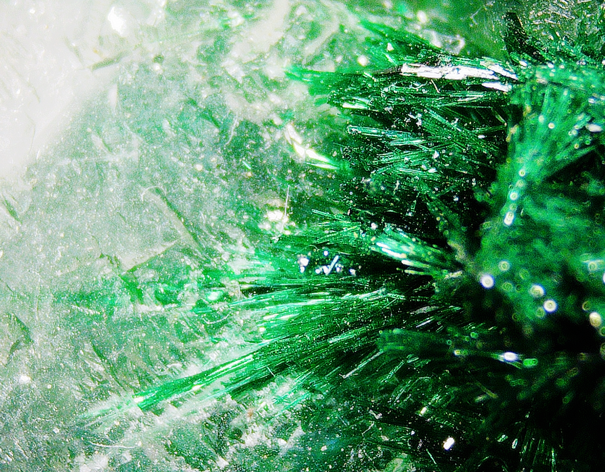 Dioptase with Malachite on Quartz Matrix - Kaokoveld, Namibia