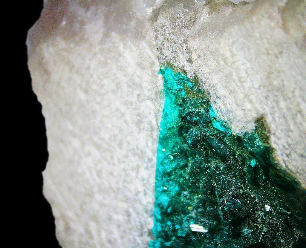 Dioptase on Quartz Matrix - Kaokoveld, Namibia