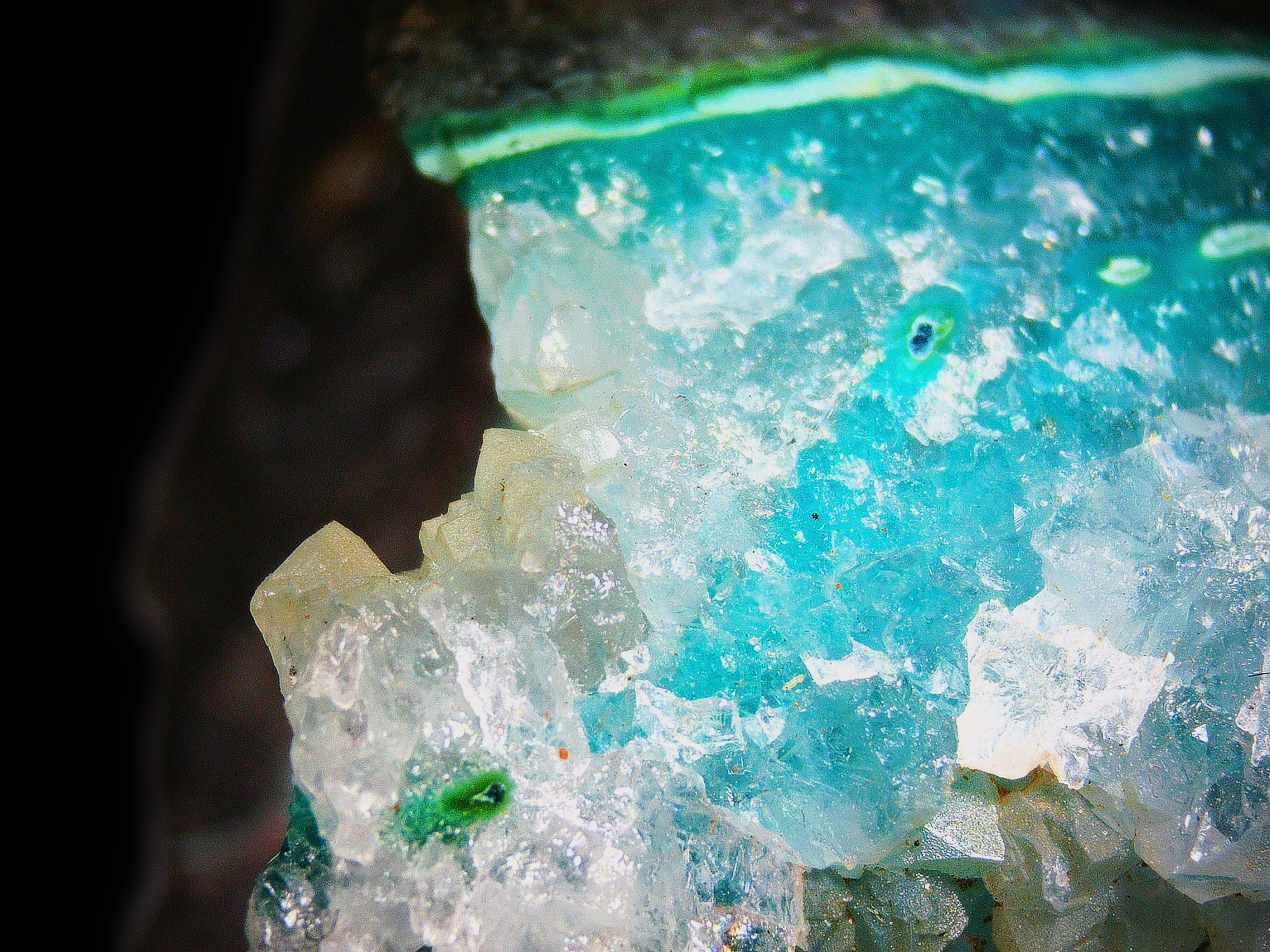 Dioptase on Quartz Matrix - Kaokoveld, Namibia