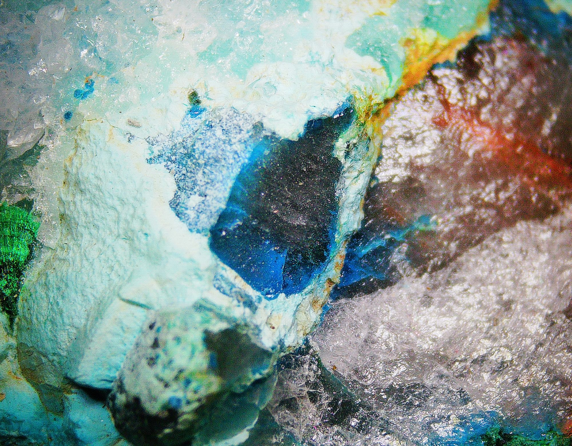Dioptase on Quartz Matrix - Kaokoveld, Namibia