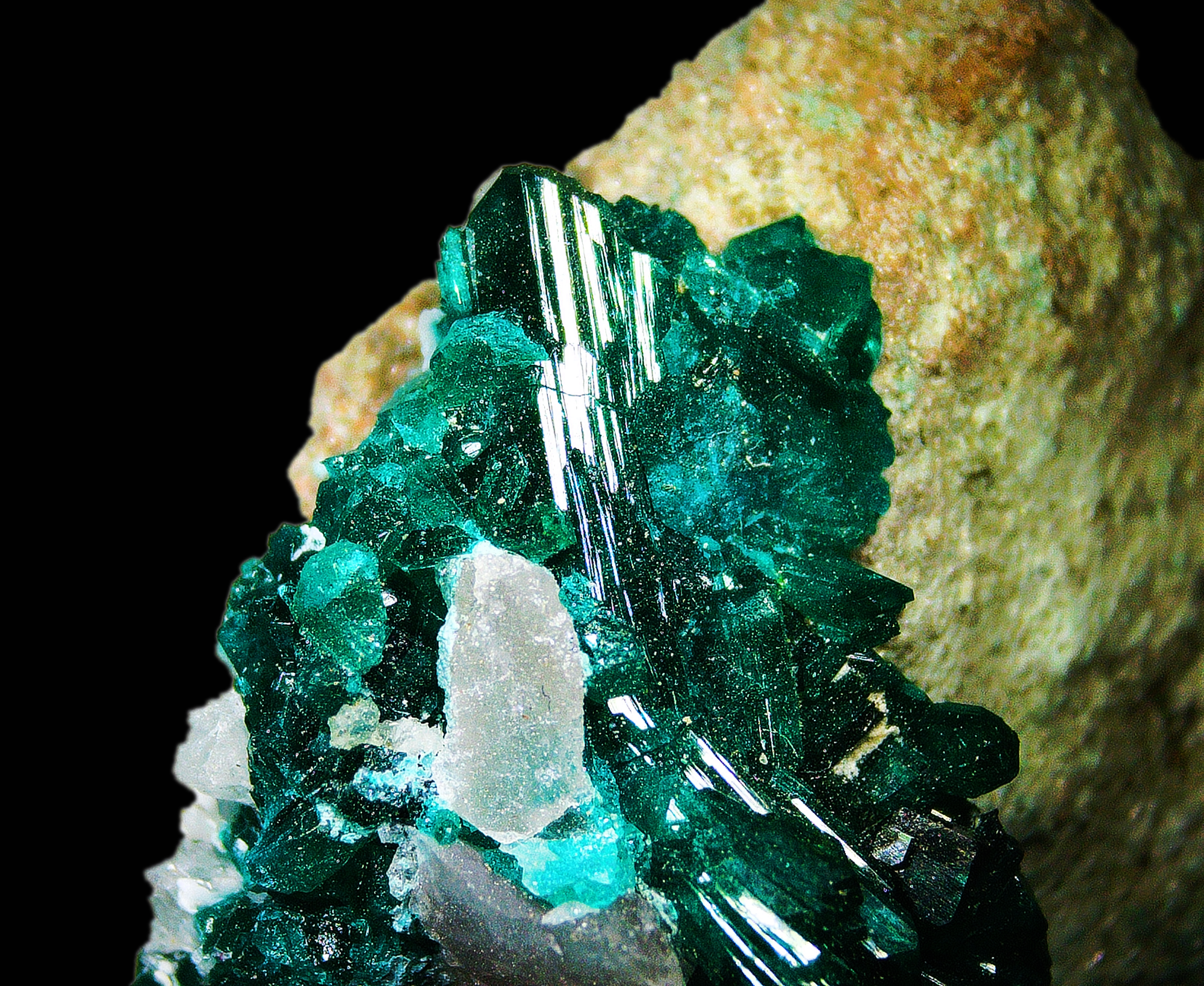 Dioptase on Matrix - Kaokoveld, Namibia