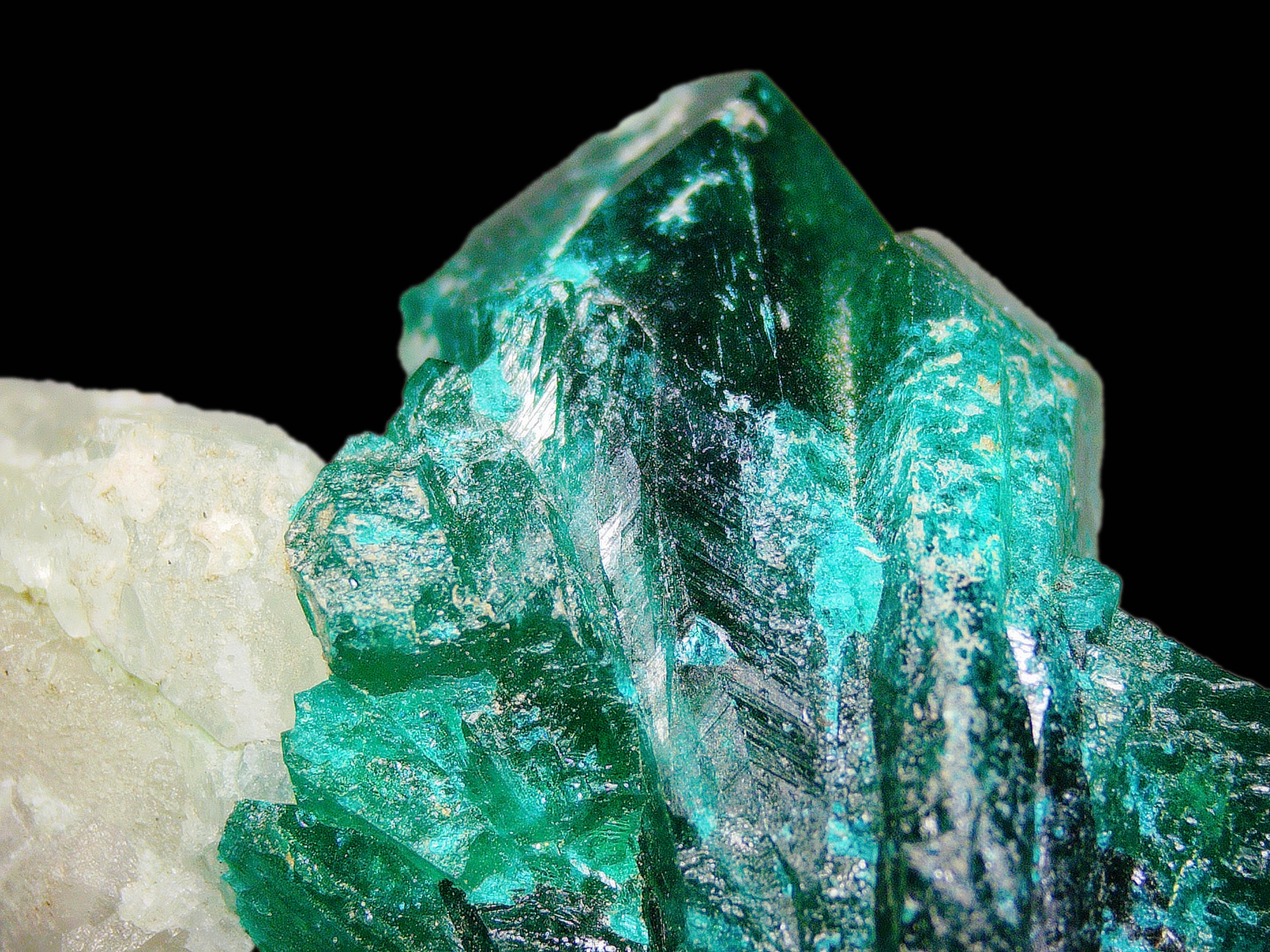 Dioptase on Feldspar–Quartz Matrix - Kaokoveld, Namibia