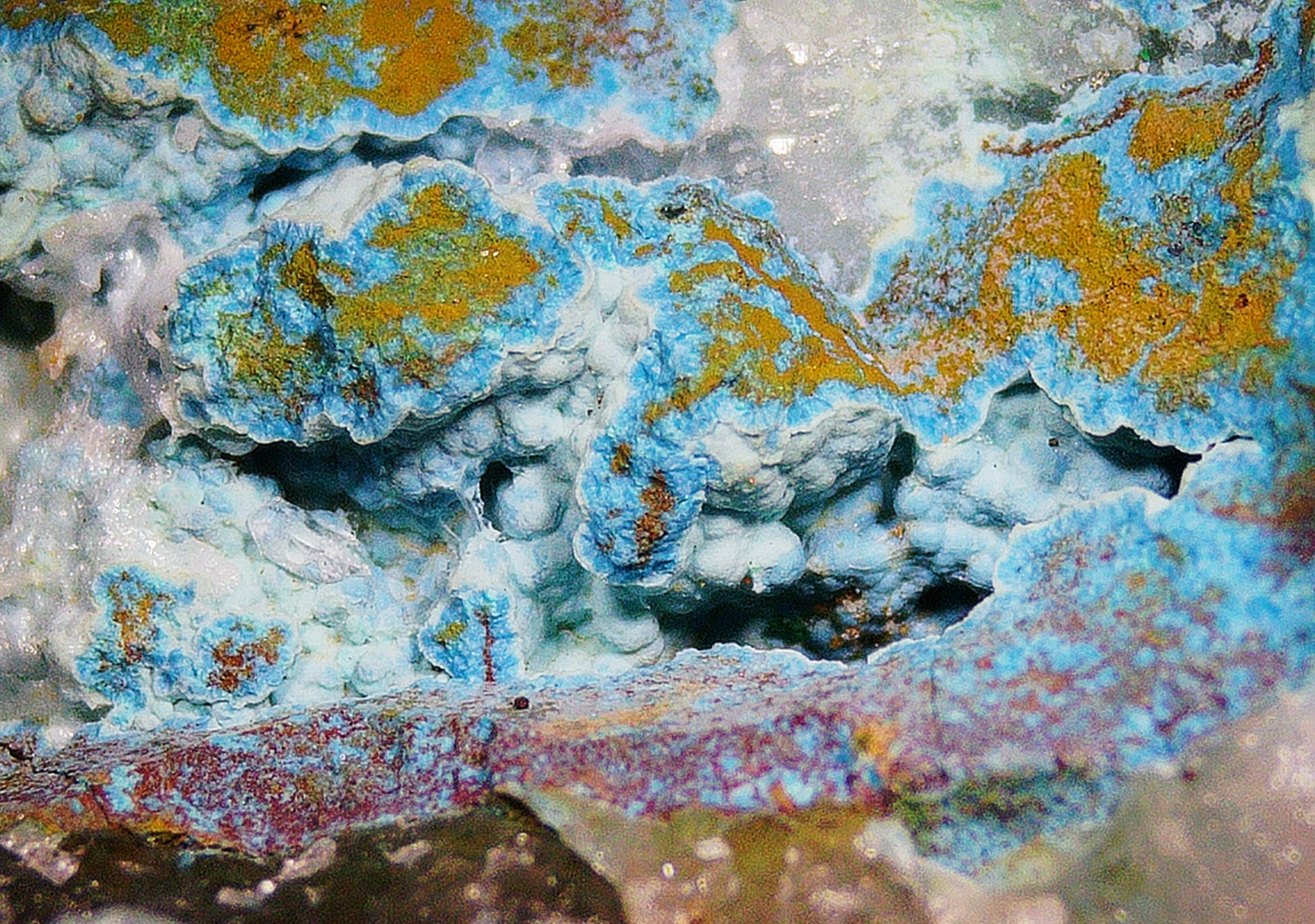 Dioptase with Chrysocolla on Quartz Matrix - Kaokoveld, Namibia