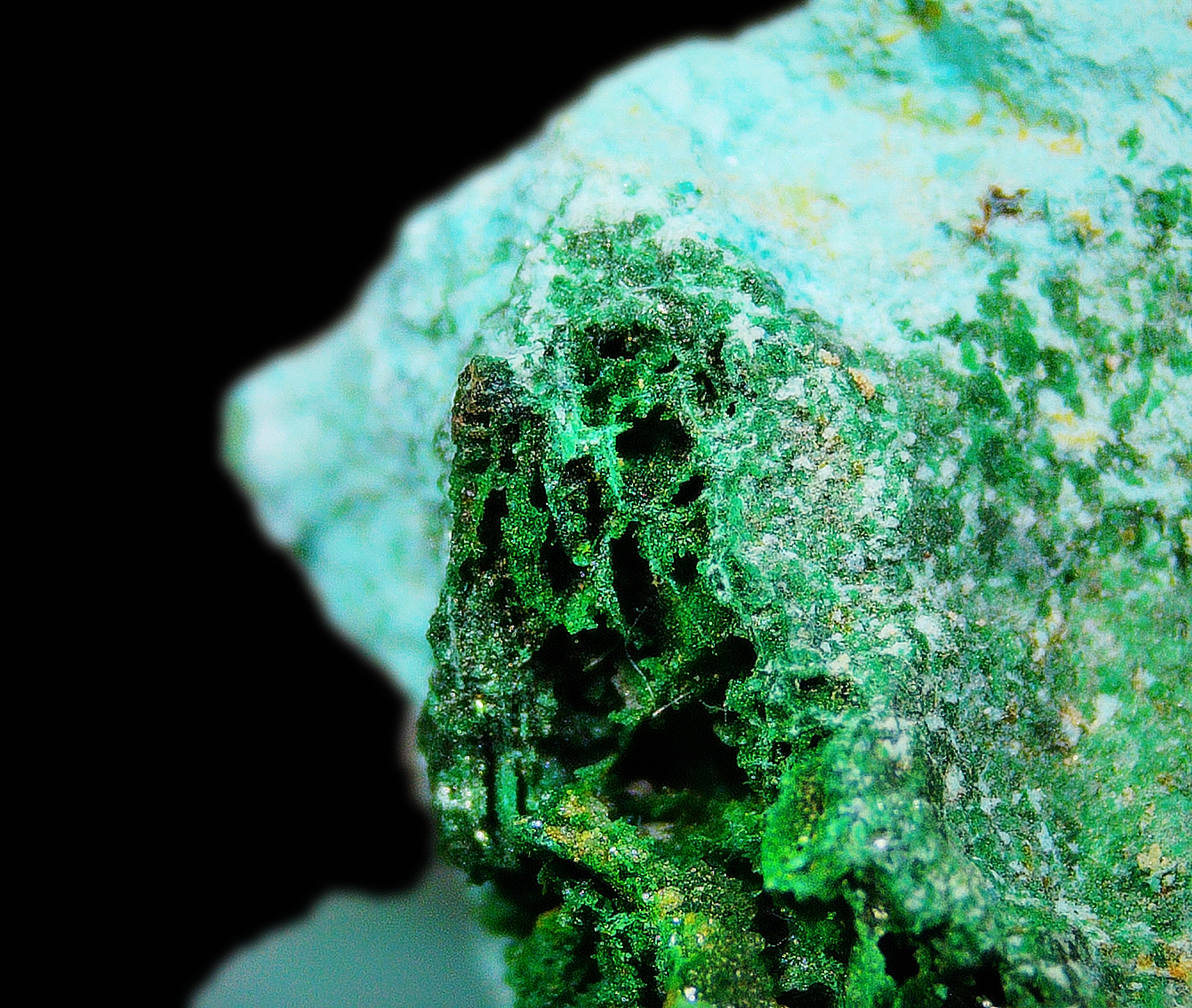 Chrysocolla with Malachite on Matrix - Kaokoveld, Namibia