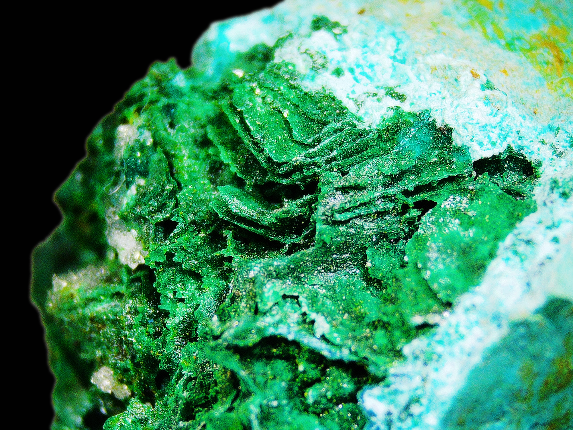 Chrysocolla with Malachite on Matrix - Kaokoveld, Namibia