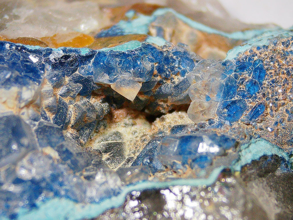Azurite with Malachite on Quartz Matrix - Kaokoveld, Namibia