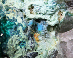 Dioptase with Chrysocolla on Quartz Matrix - Kaokoveld, Namibia