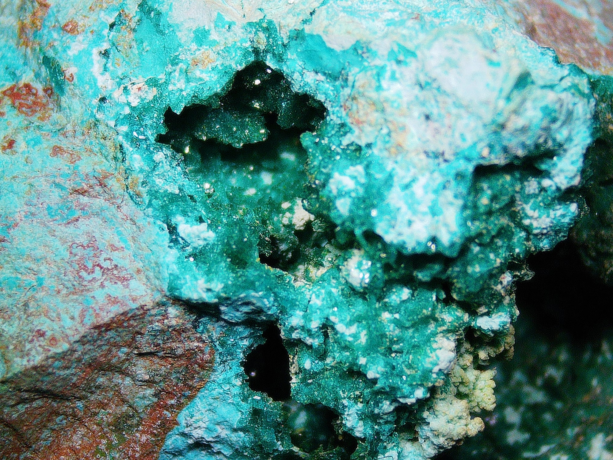 Chrysocolla with Dioptase Traces on Matrix - Kaokoveld, Namibia