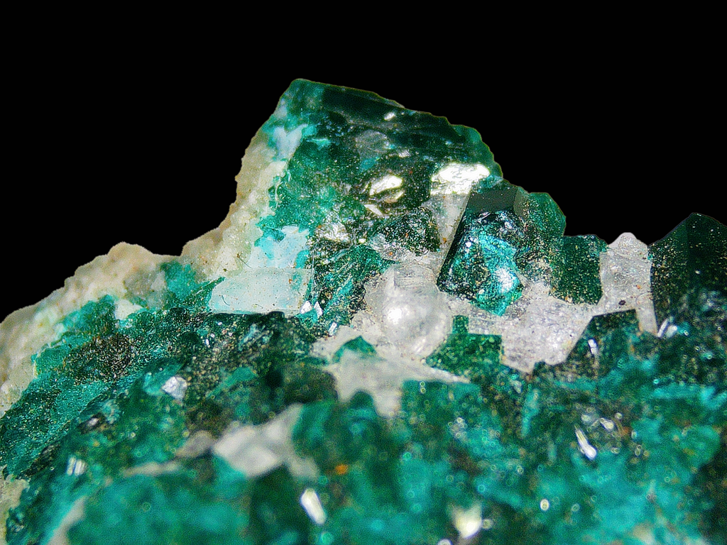 Dioptase with Chrysocolla on Matrix - Kaokoveld, Namibia