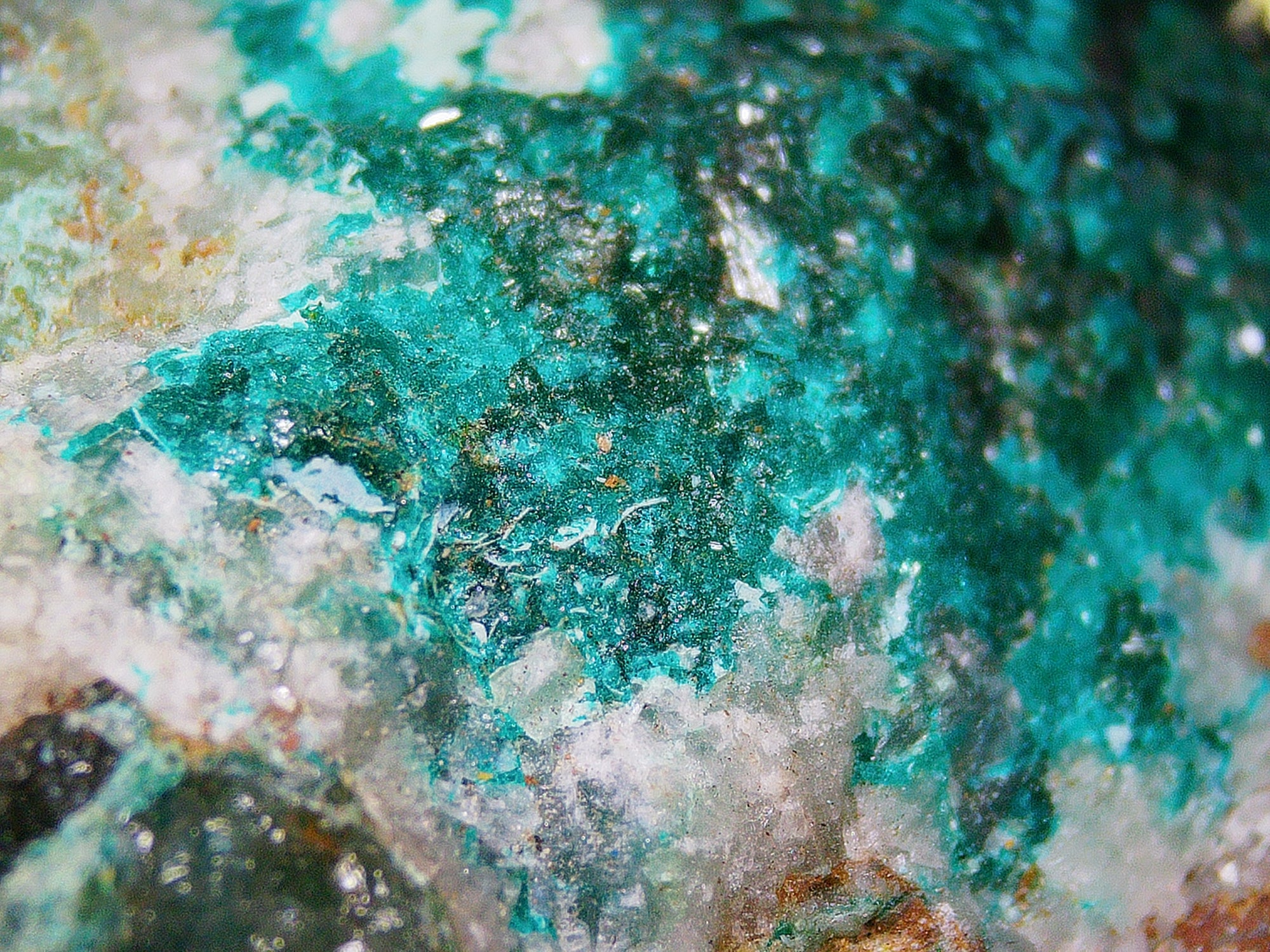 Dioptase with Chrysocolla on Matrix - Kaokoveld, Namibia