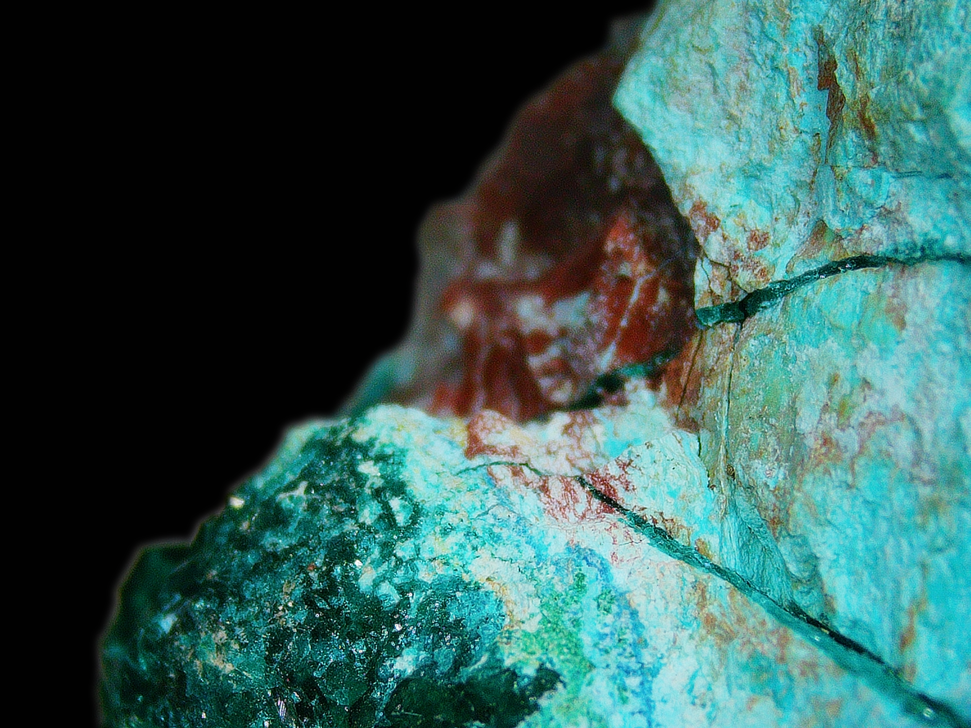 Chrysocolla with Dioptase Traces on Matrix - Kaokoveld, Namibia