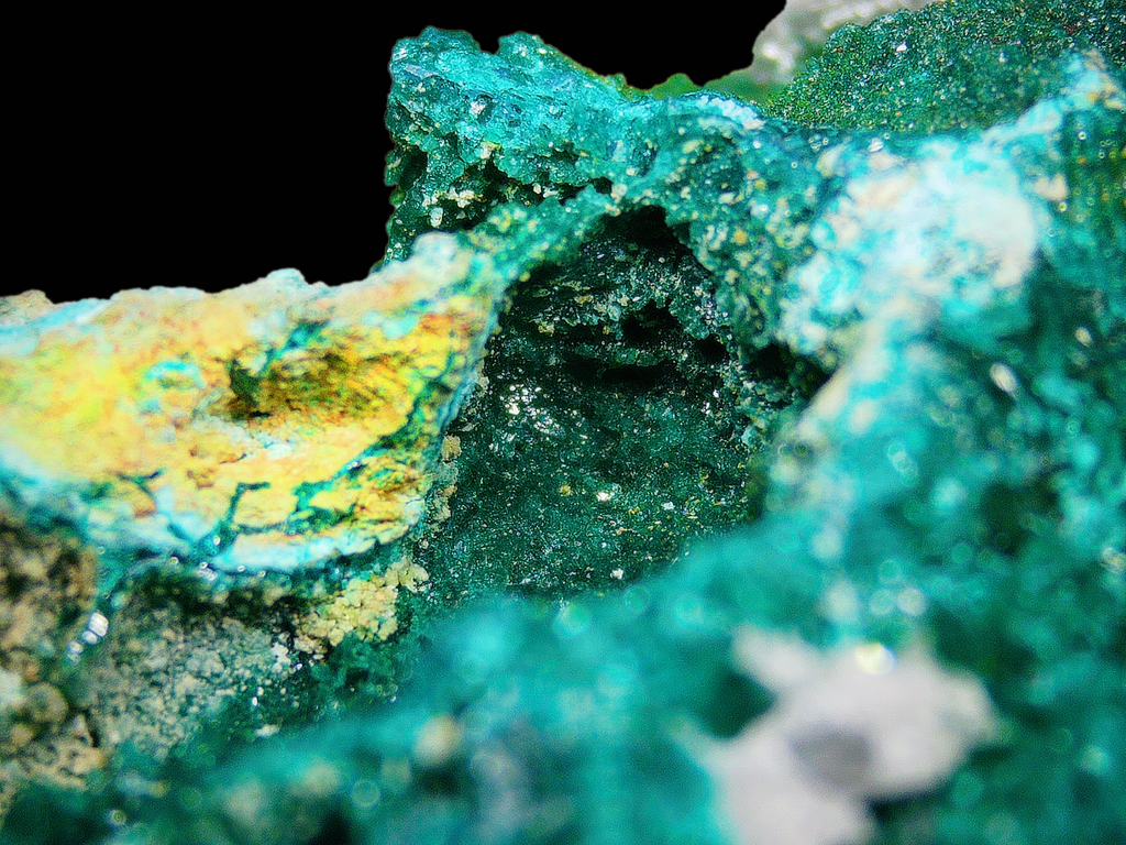 Chrysocolla with Dioptase on Matrix - Kaokoveld, Namibia