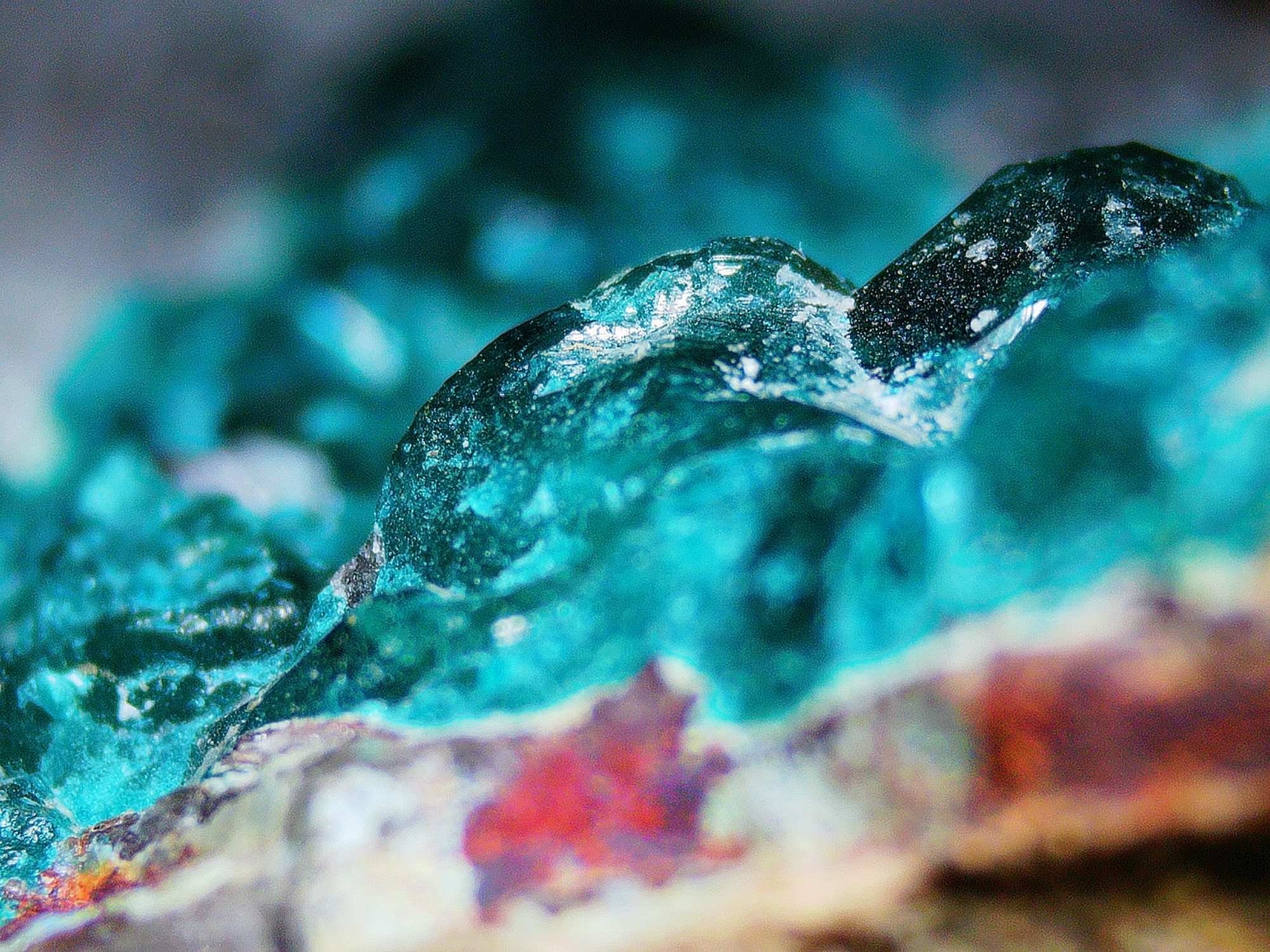 Dioptase with Chrysocolla on Quartz Matrix - Kaokoveld, Namibia