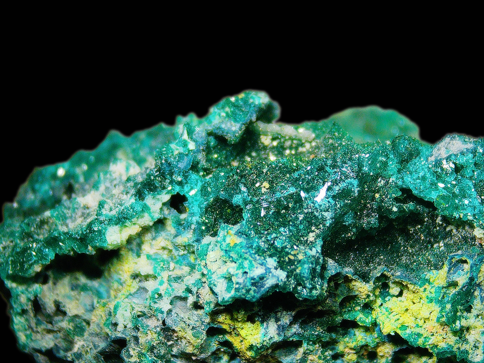 Chrysocolla with Minor Dioptase on Porous Matrix - Kaokoveld, Namibia