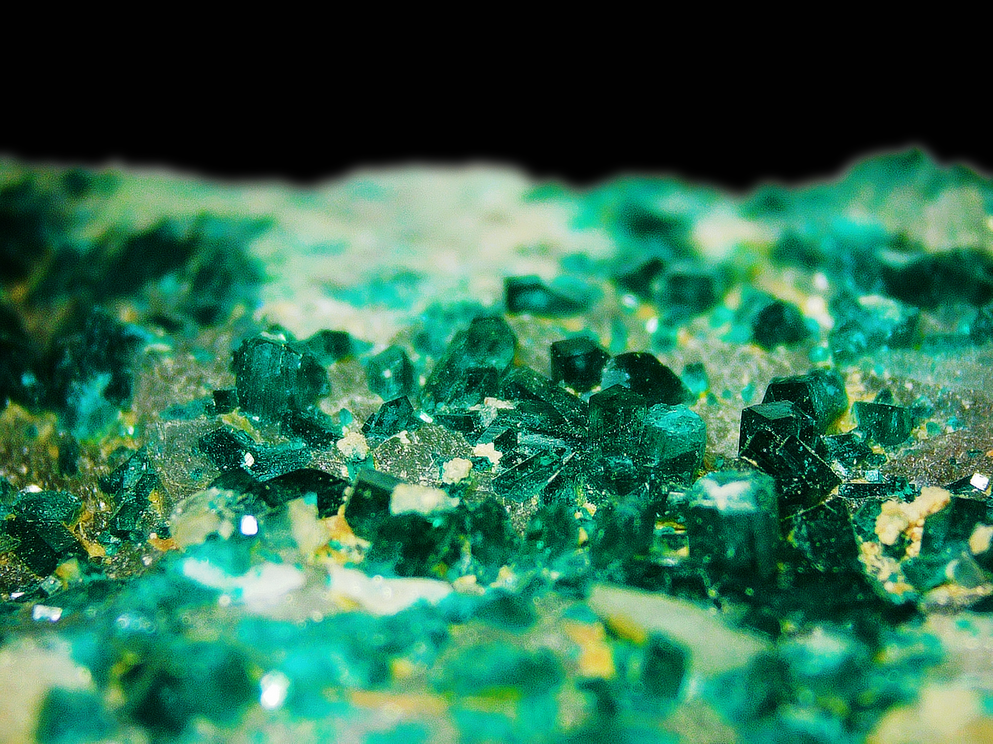 Dioptase with Chrysocolla on Quartz Matrix