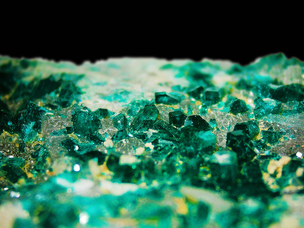 Dioptase with Chrysocolla on Quartz Matrix