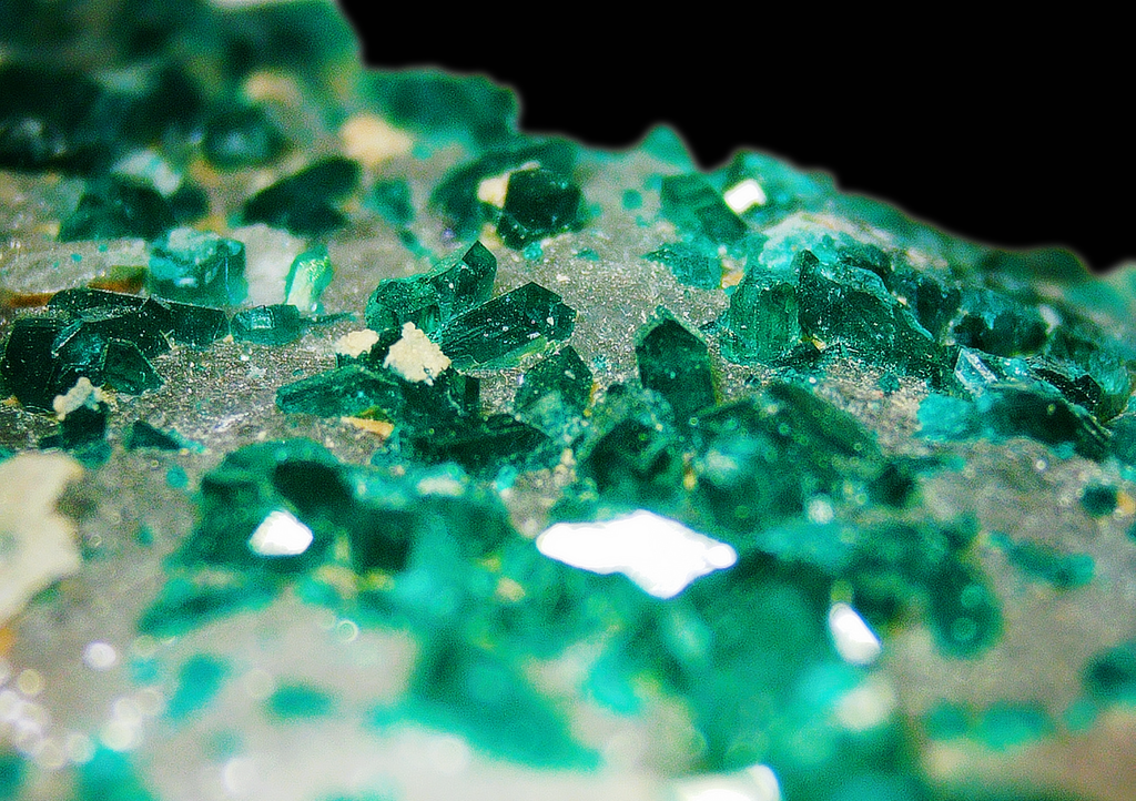Dioptase with Chrysocolla on Quartz Matrix