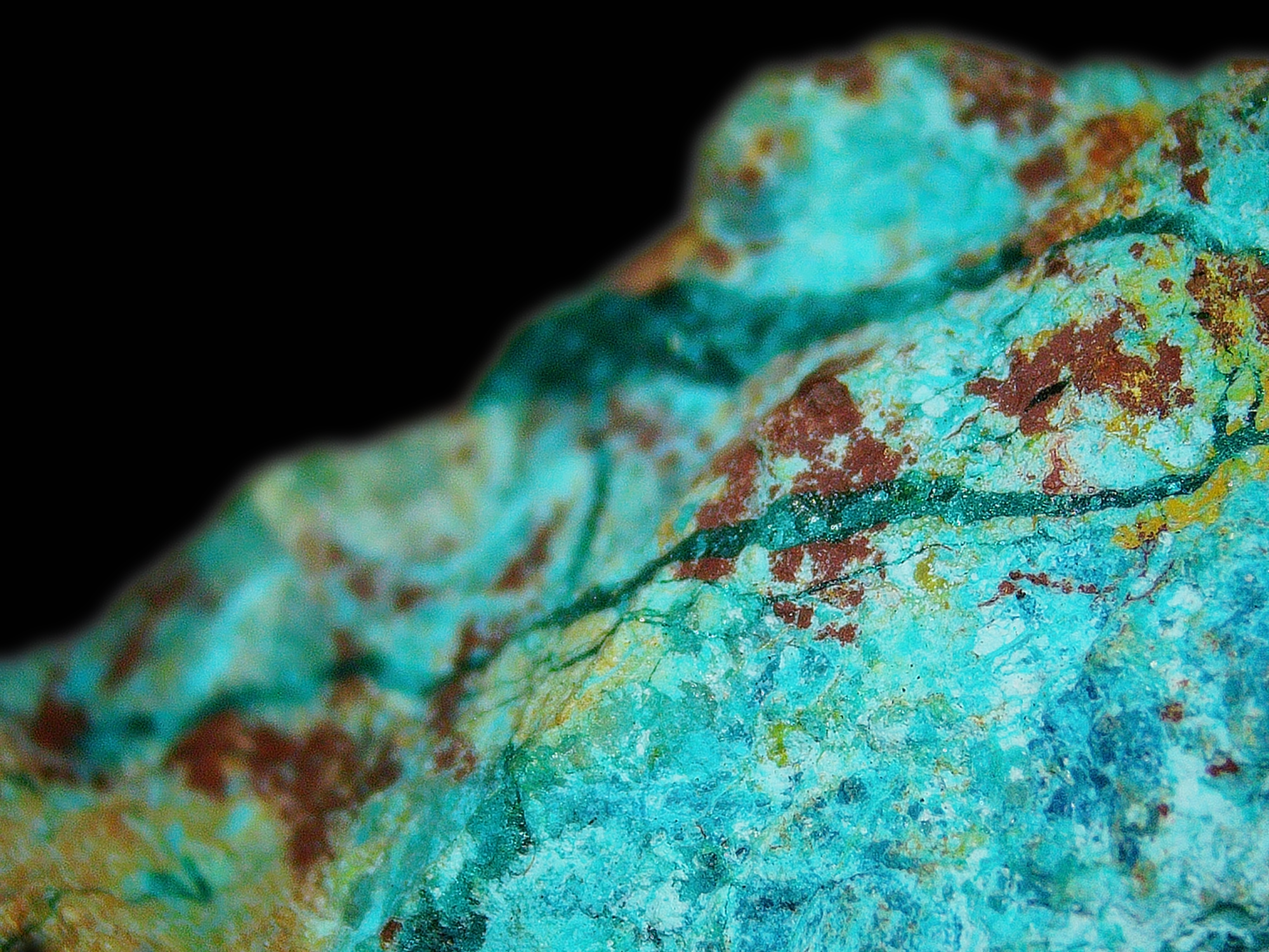 Chrysocolla with Dioptase on Matrix - Kaokoveld, Namibia