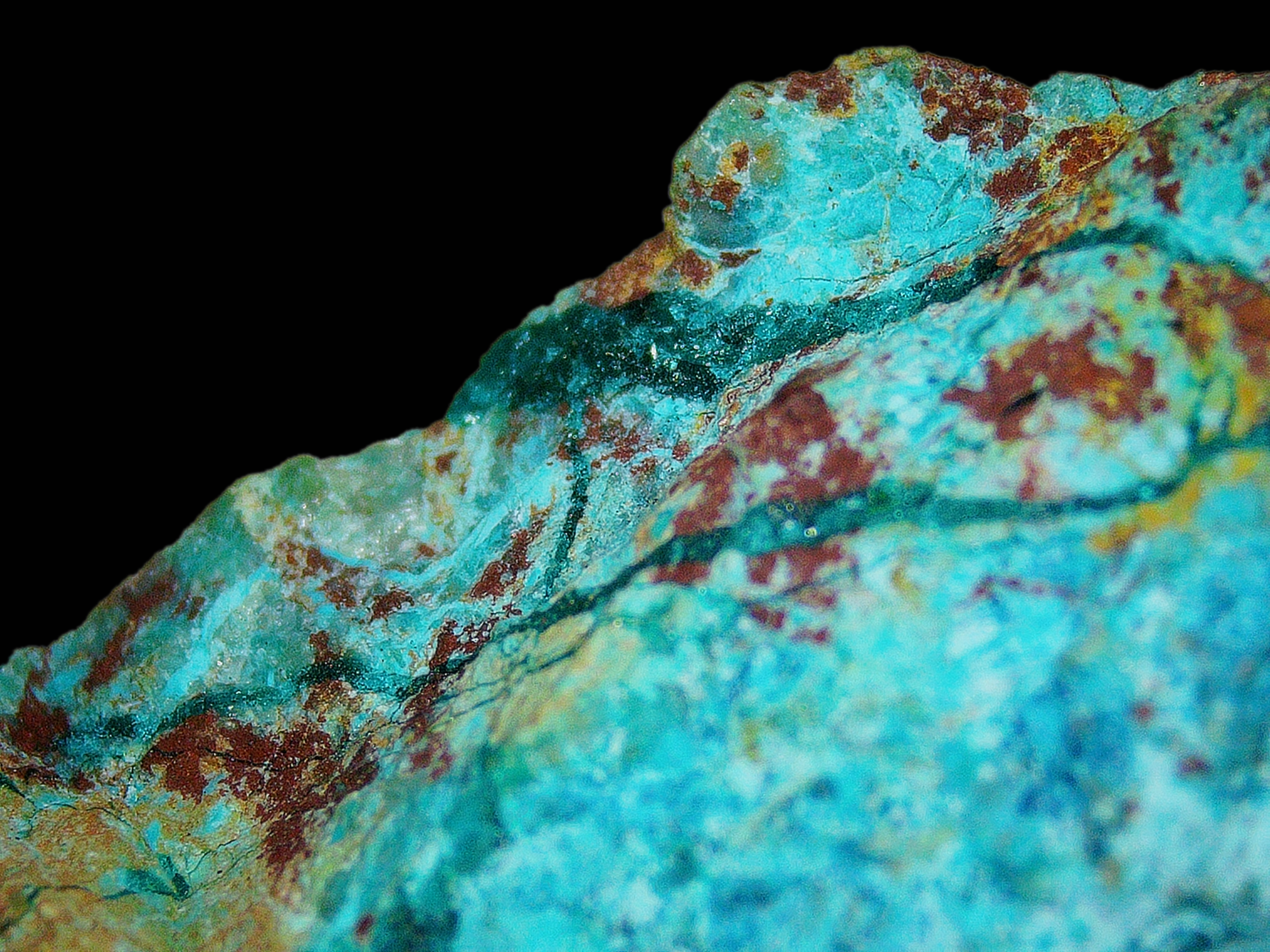 Chrysocolla with Dioptase on Matrix - Kaokoveld, Namibia