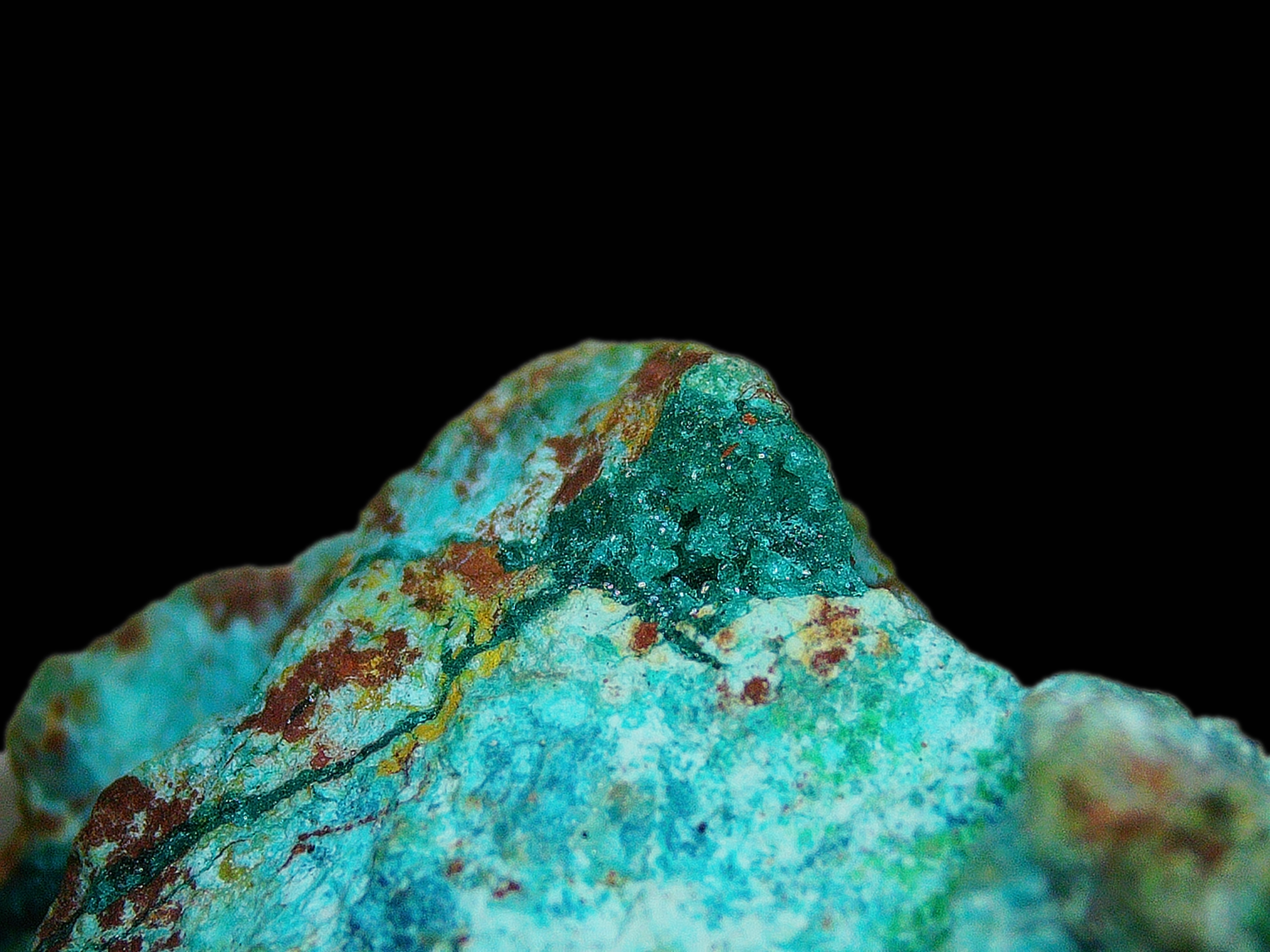 Chrysocolla with Dioptase on Matrix - Kaokoveld, Namibia