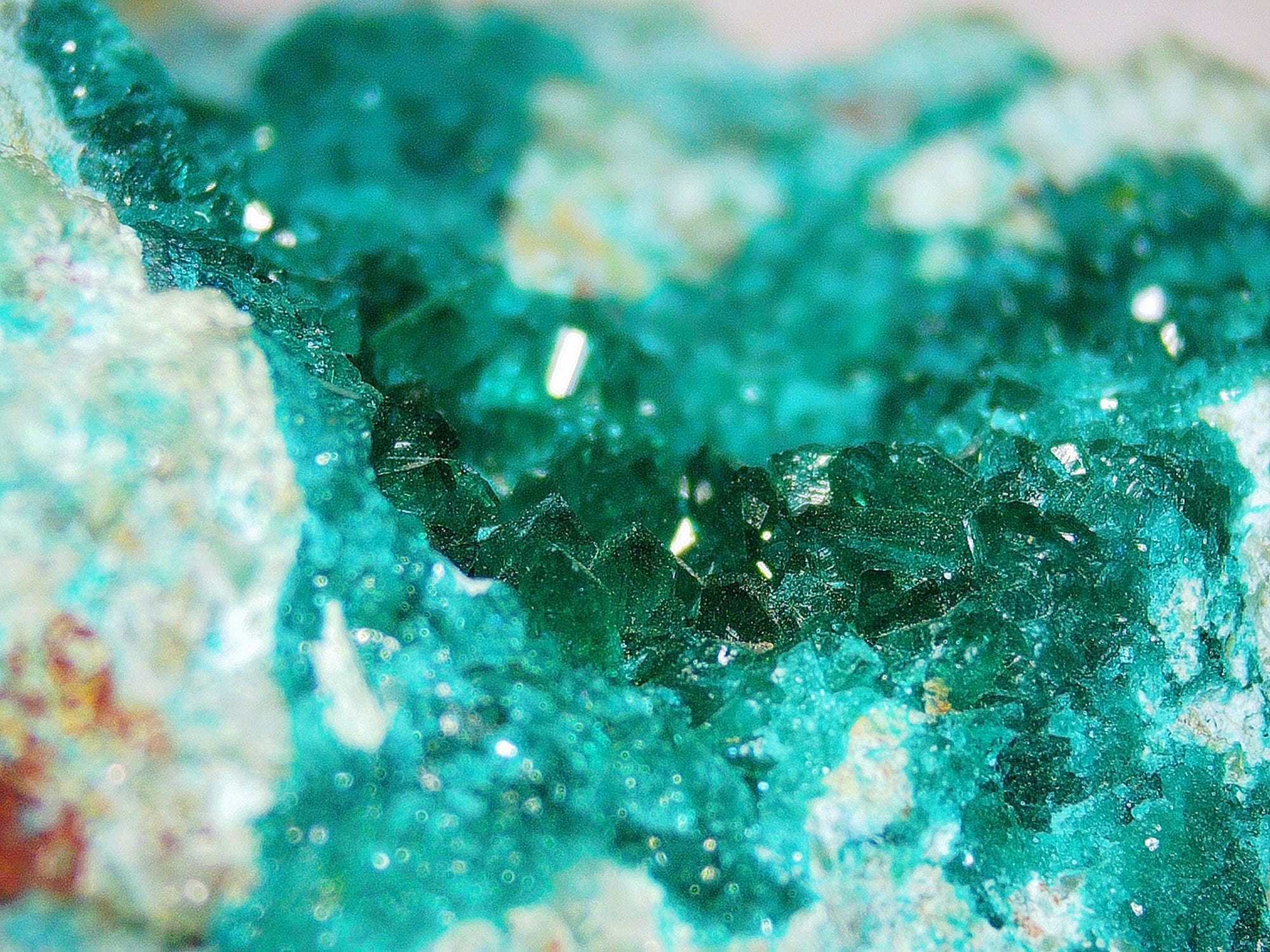 Chrysocolla with Dioptase on Matrix - Kaokoveld, Namibia