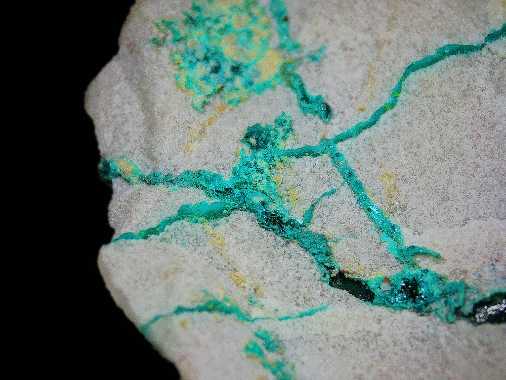 Dioptase on Quartz Matrix (with minor Chrysocolla alteration) - Kaokoveld, Namibia