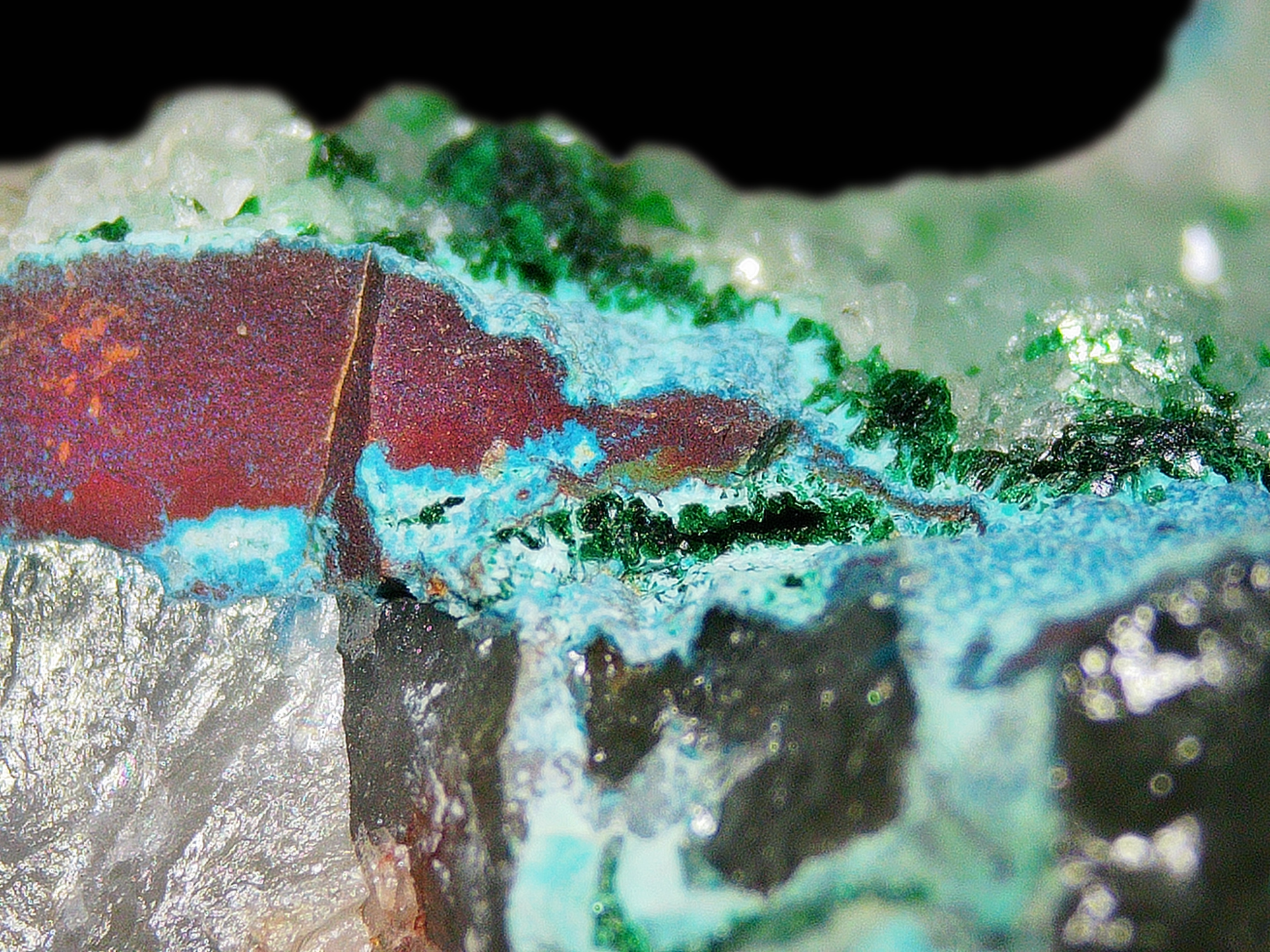 Dioptase on Quartz Matrix - Kaokoveld, Namibia