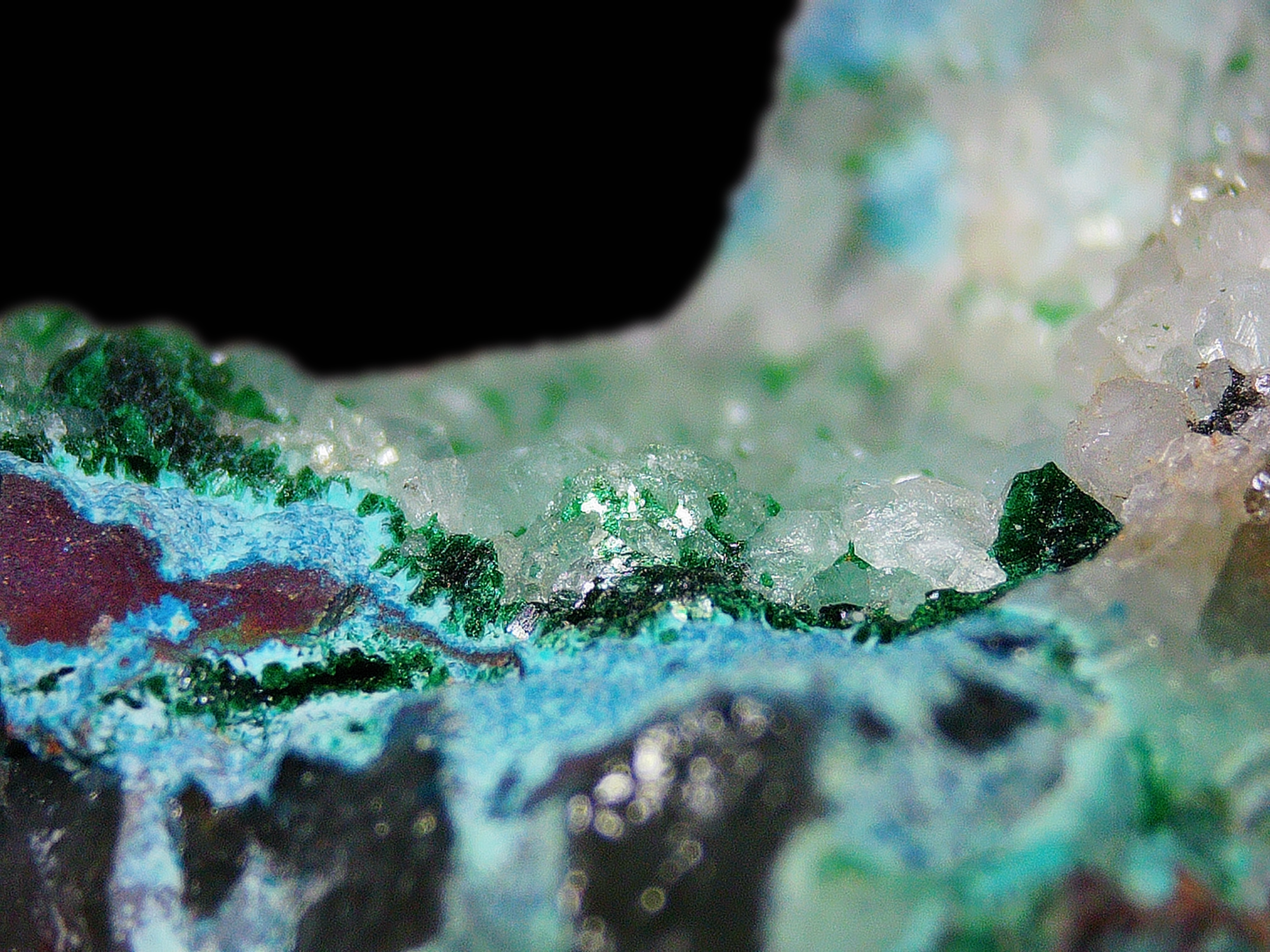 Dioptase on Quartz Matrix - Kaokoveld, Namibia