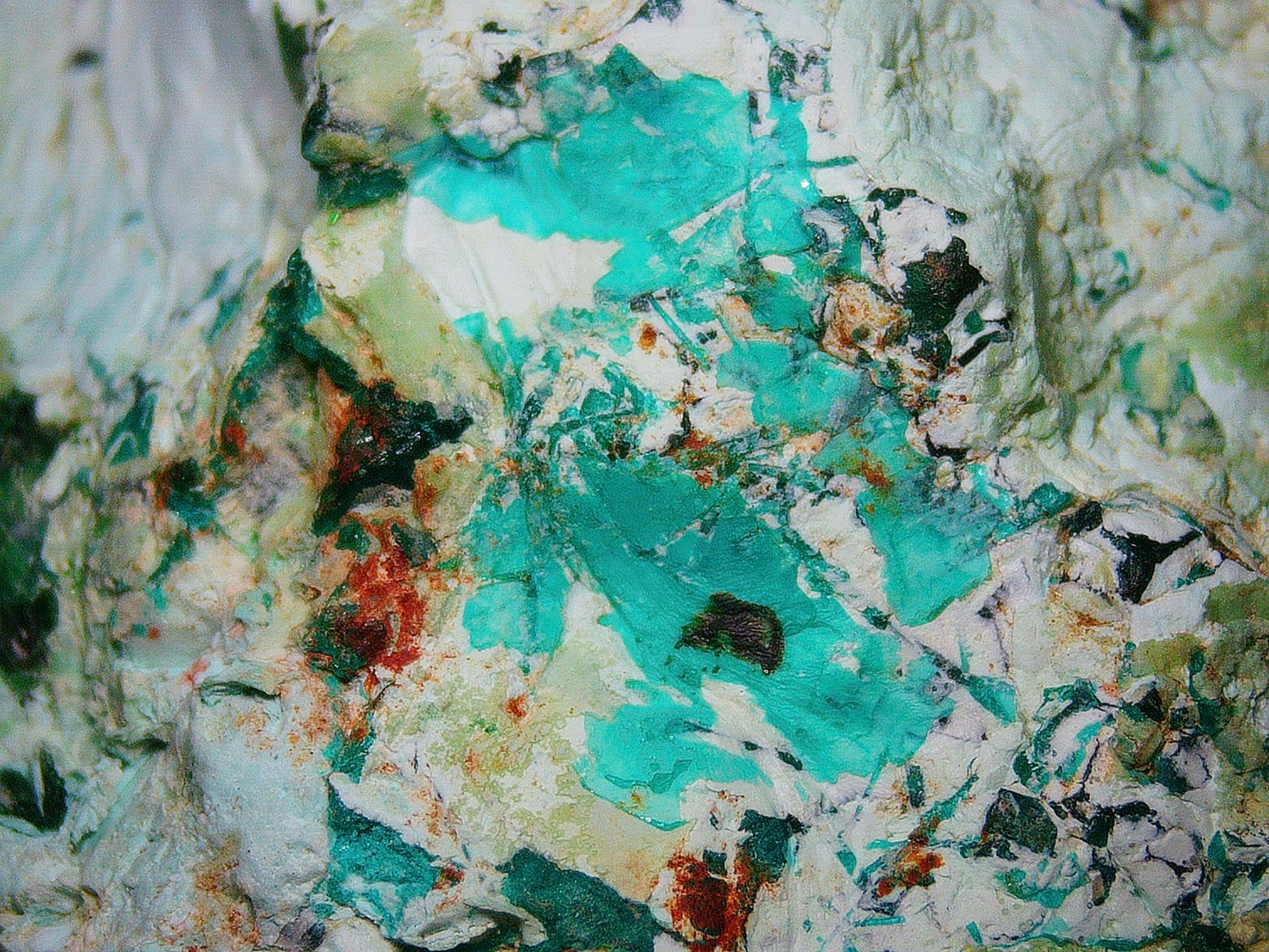 Dioptase on Quartz Matrix - Kaokoveld, Namibia