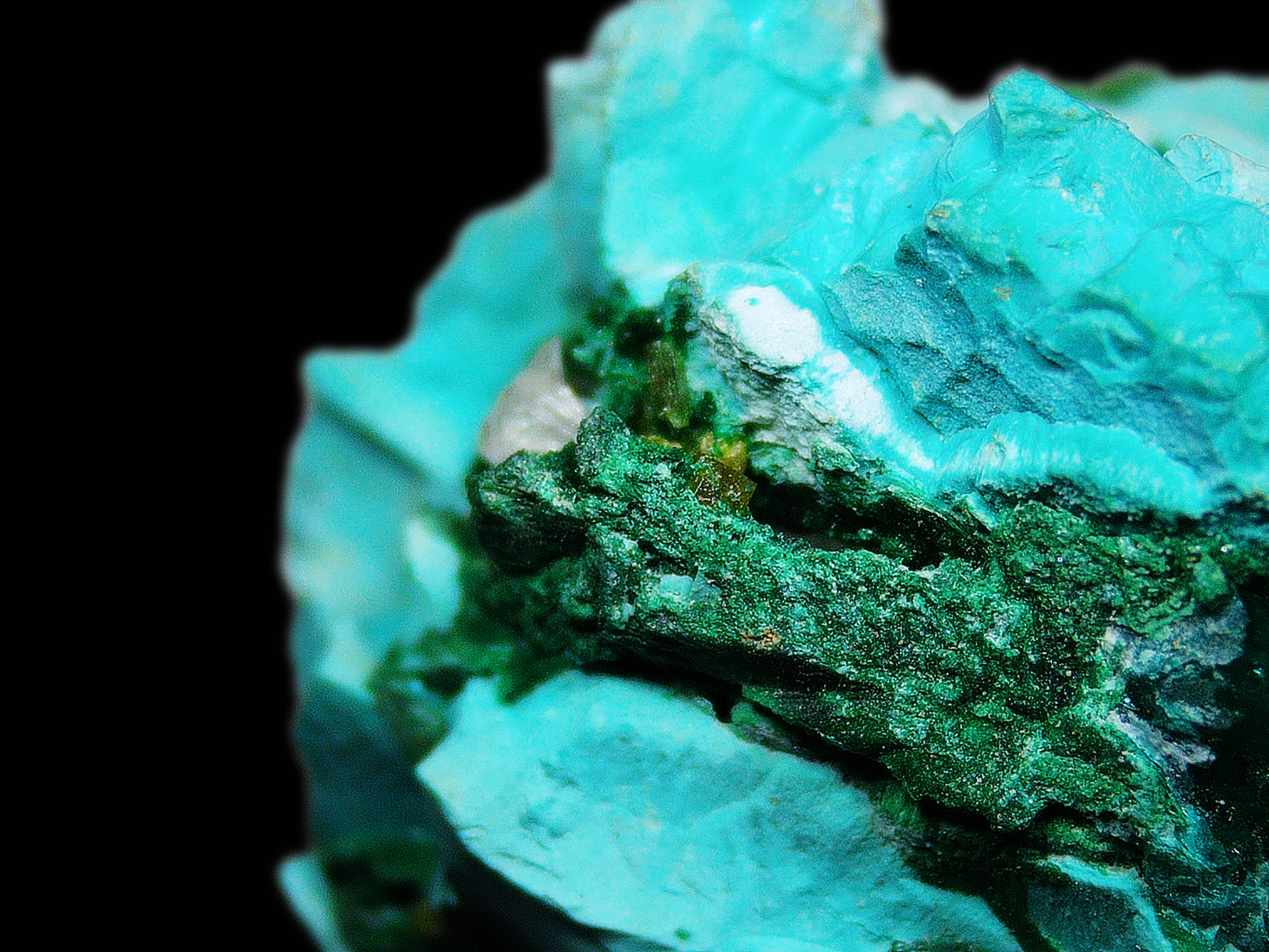 Dioptase on Quartz Matrix - Kaokoveld, Namibia