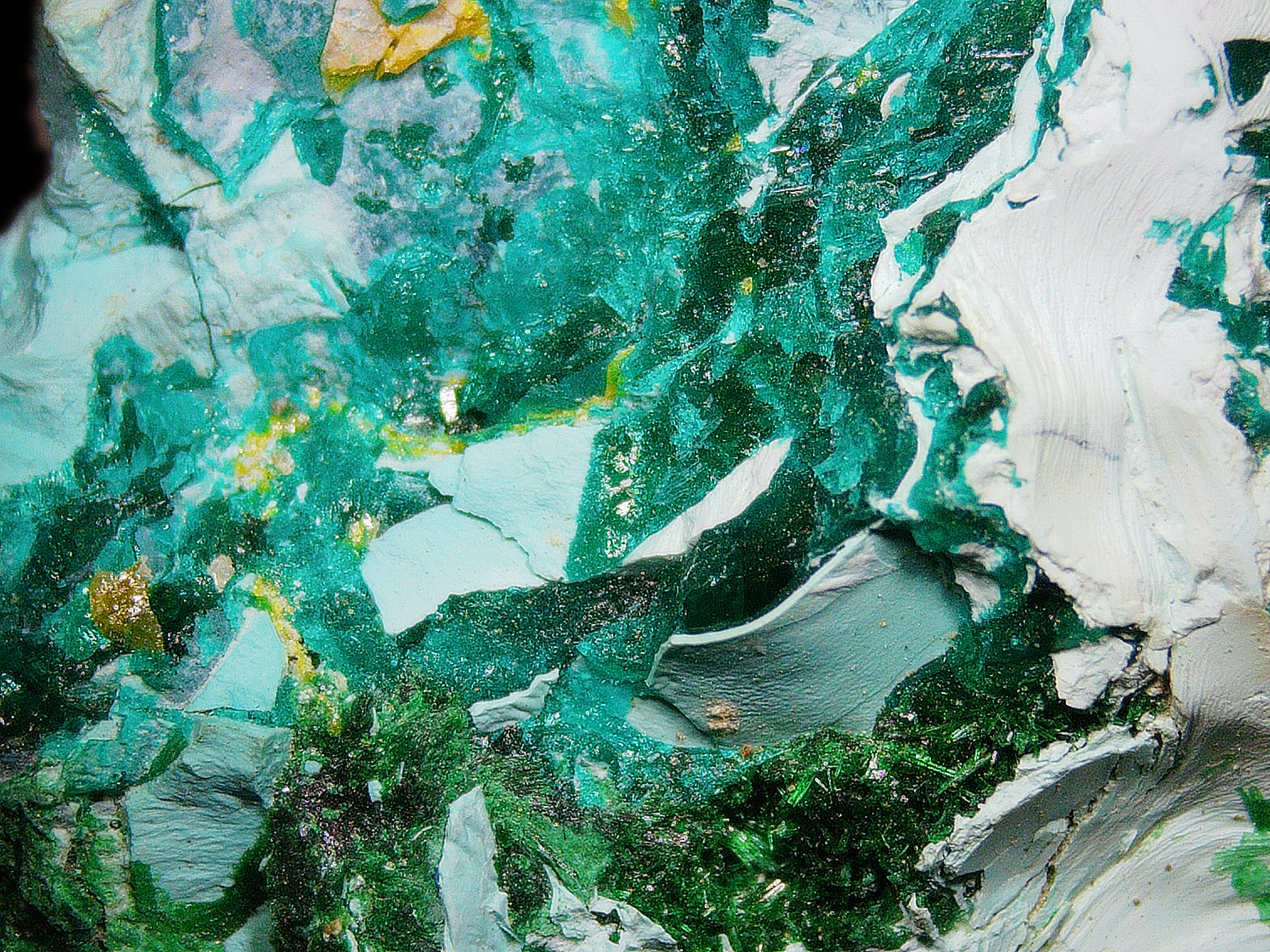 Dioptase on Quartz Matrix - Kaokoveld, Namibia
