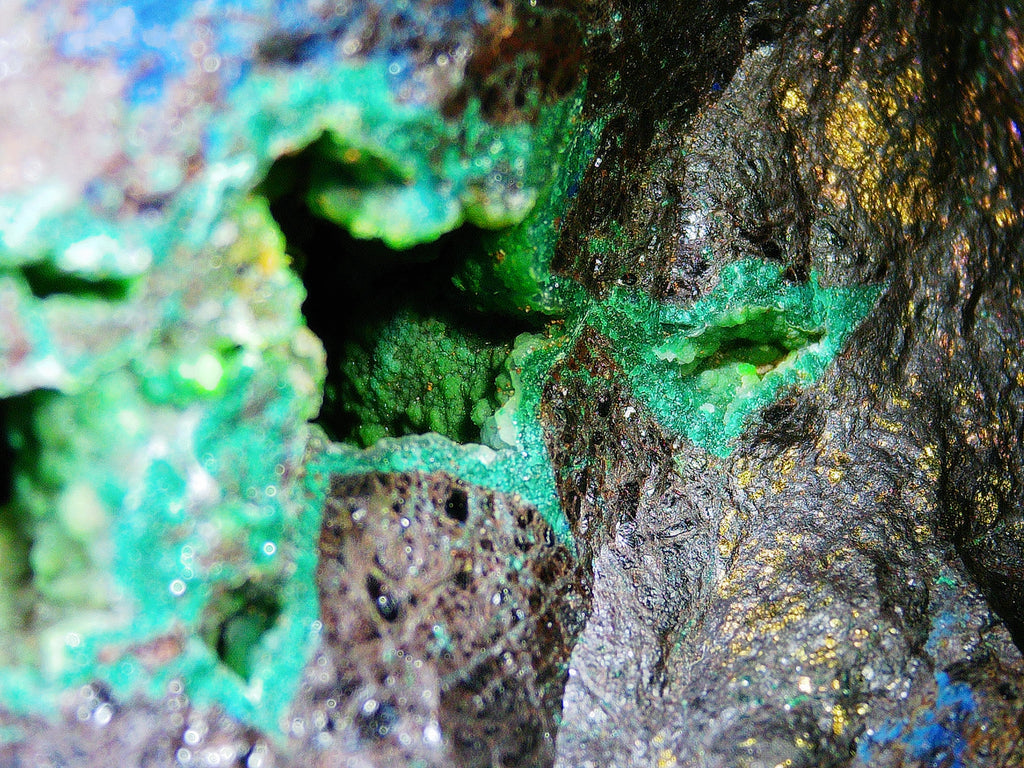 Azurite–Malachite with Chrysocolla on Iron-Rich Matrix - Kaokoveld, Namibia