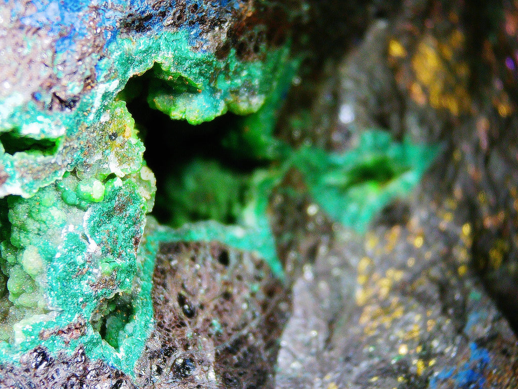 Azurite–Malachite with Chrysocolla on Iron-Rich Matrix - Kaokoveld, Namibia
