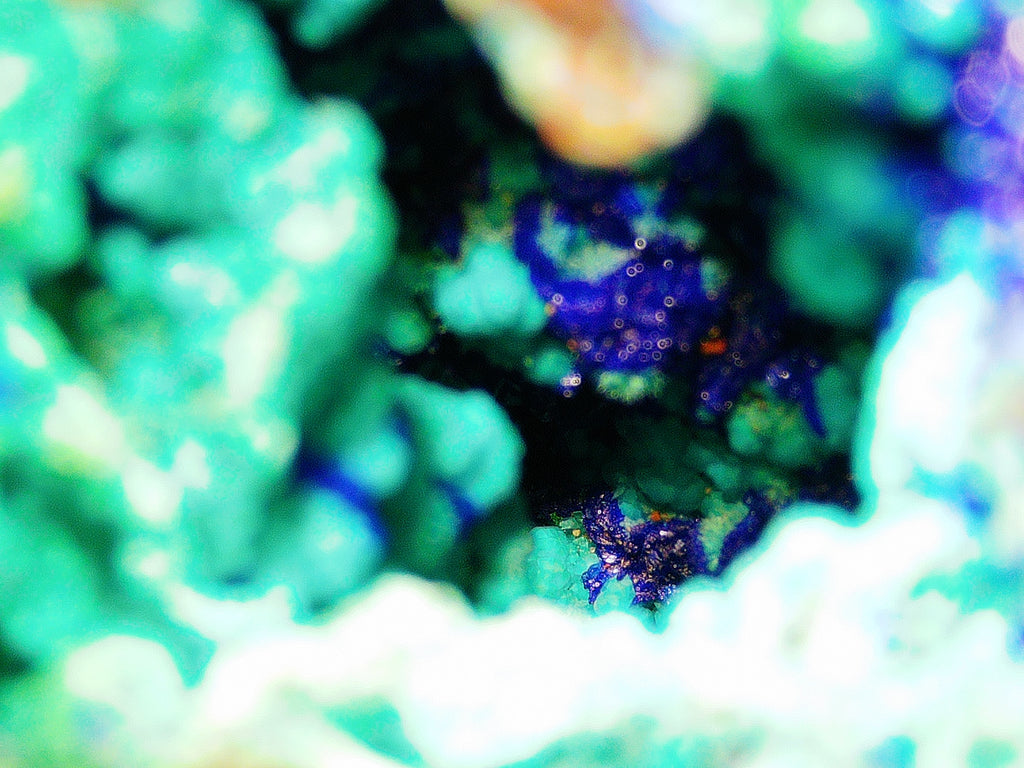 Chrysocolla with Azurite and Quartz on Copper-Rich Host Rock - Kaokoveld, Namibia