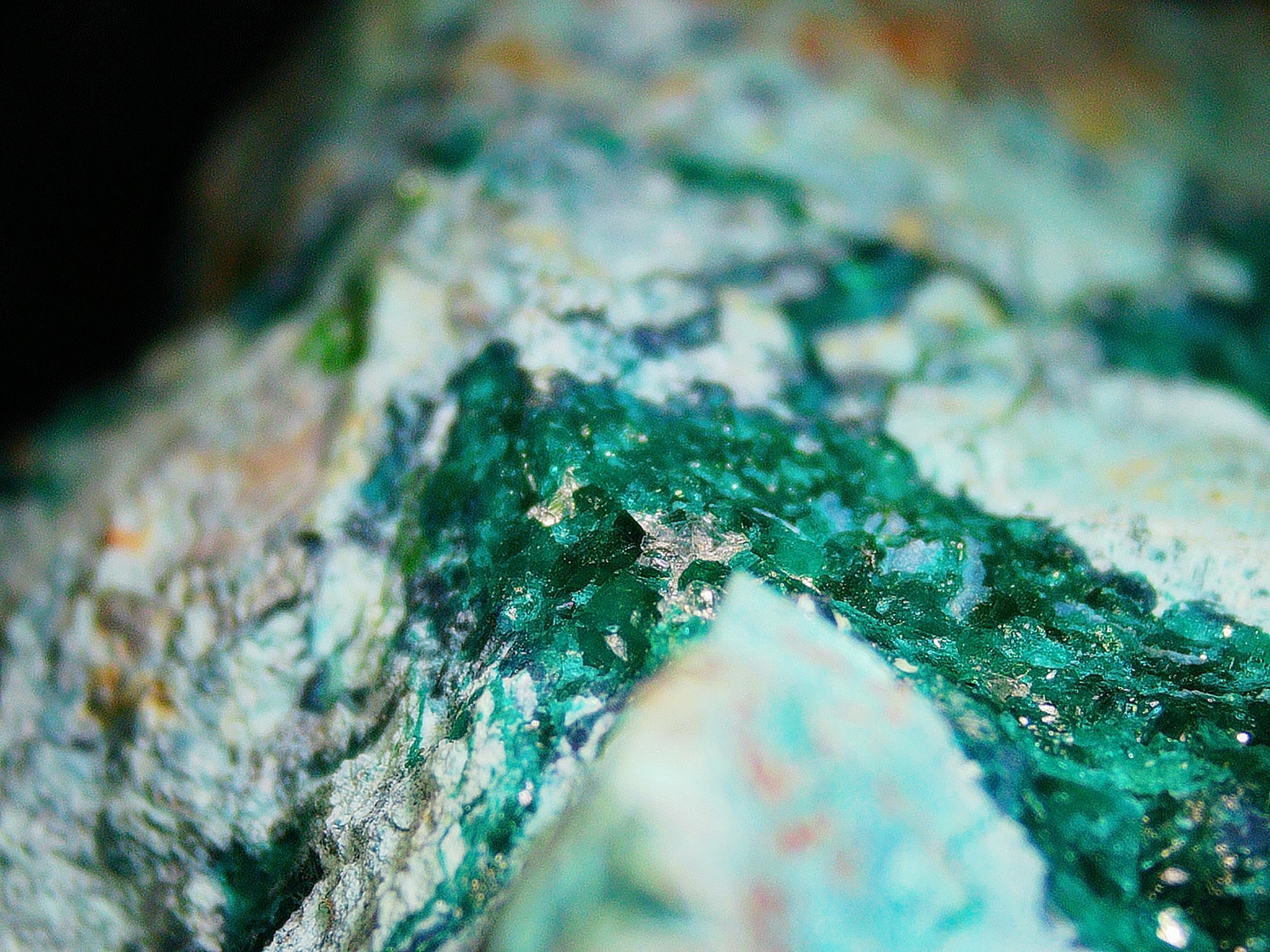 Dioptase with Chrysocolla on Copper-Rich Matrix - Kaokoveld, Namibia