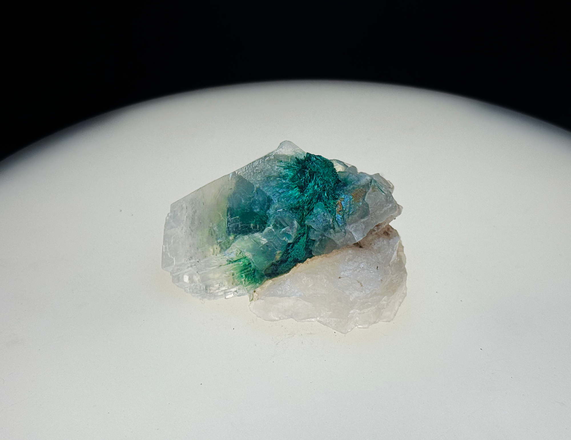 Dioptase with Malachite on Quartz Matrix - Kaokoveld, Namibia