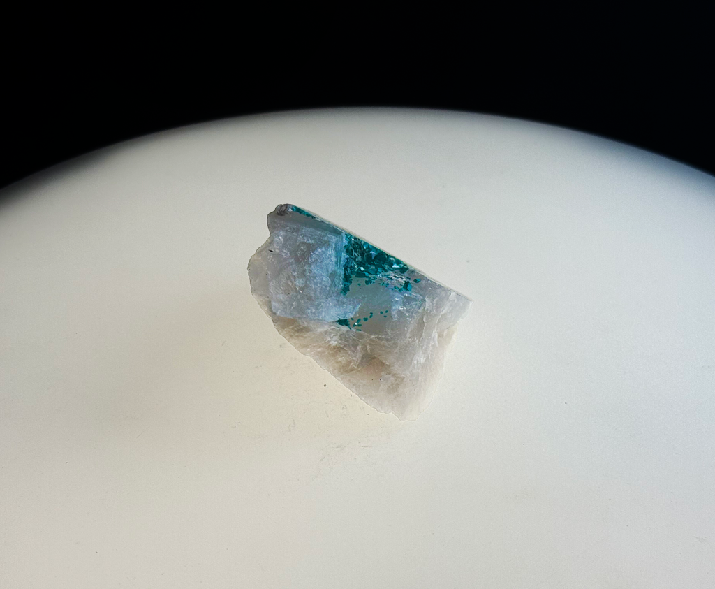 Dioptase on Quartz Matrix - Kaokoveld, Namibia