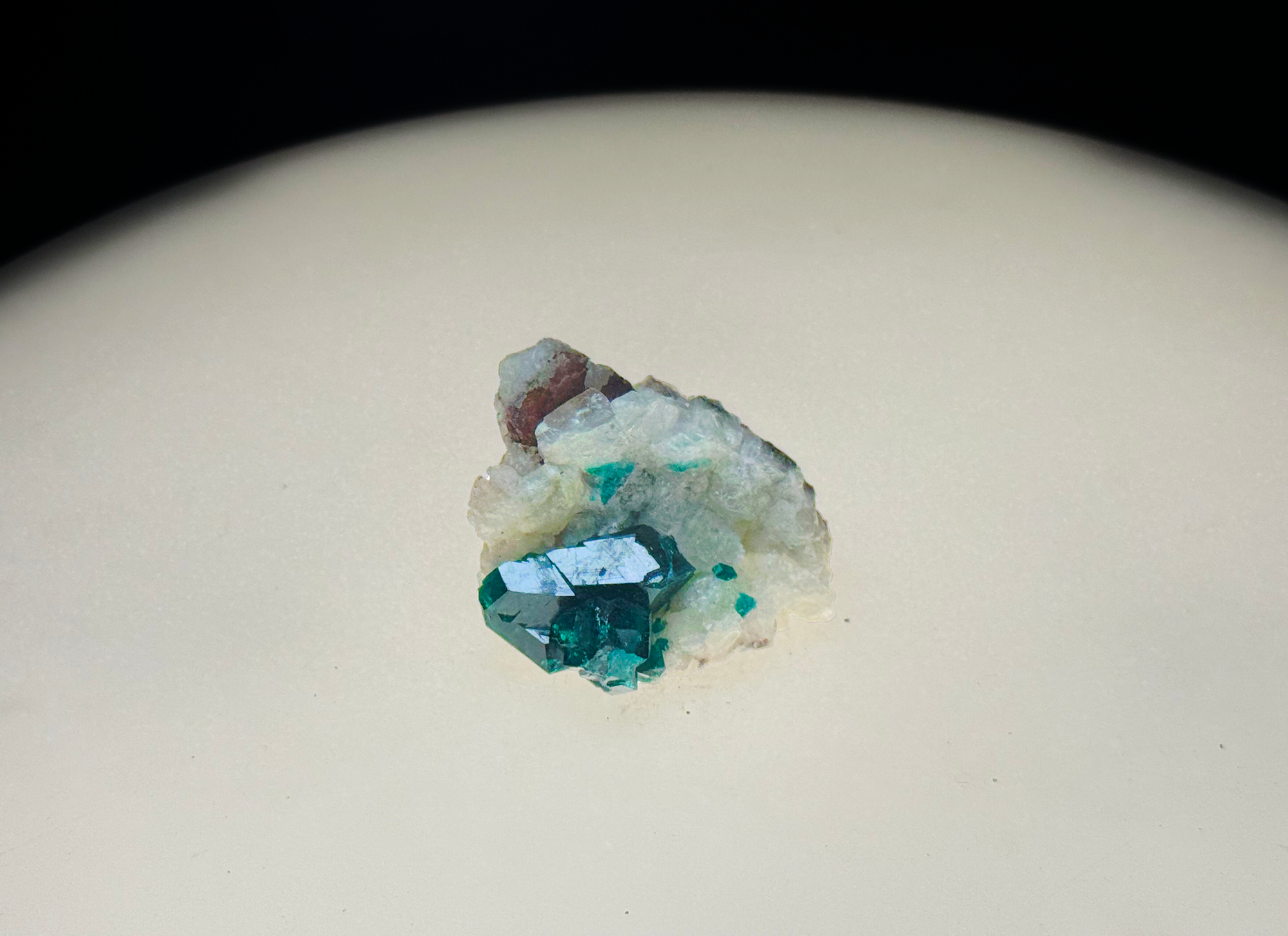 Dioptase on Calcite–Quartz Matrix - Kaokoveld, Namibia